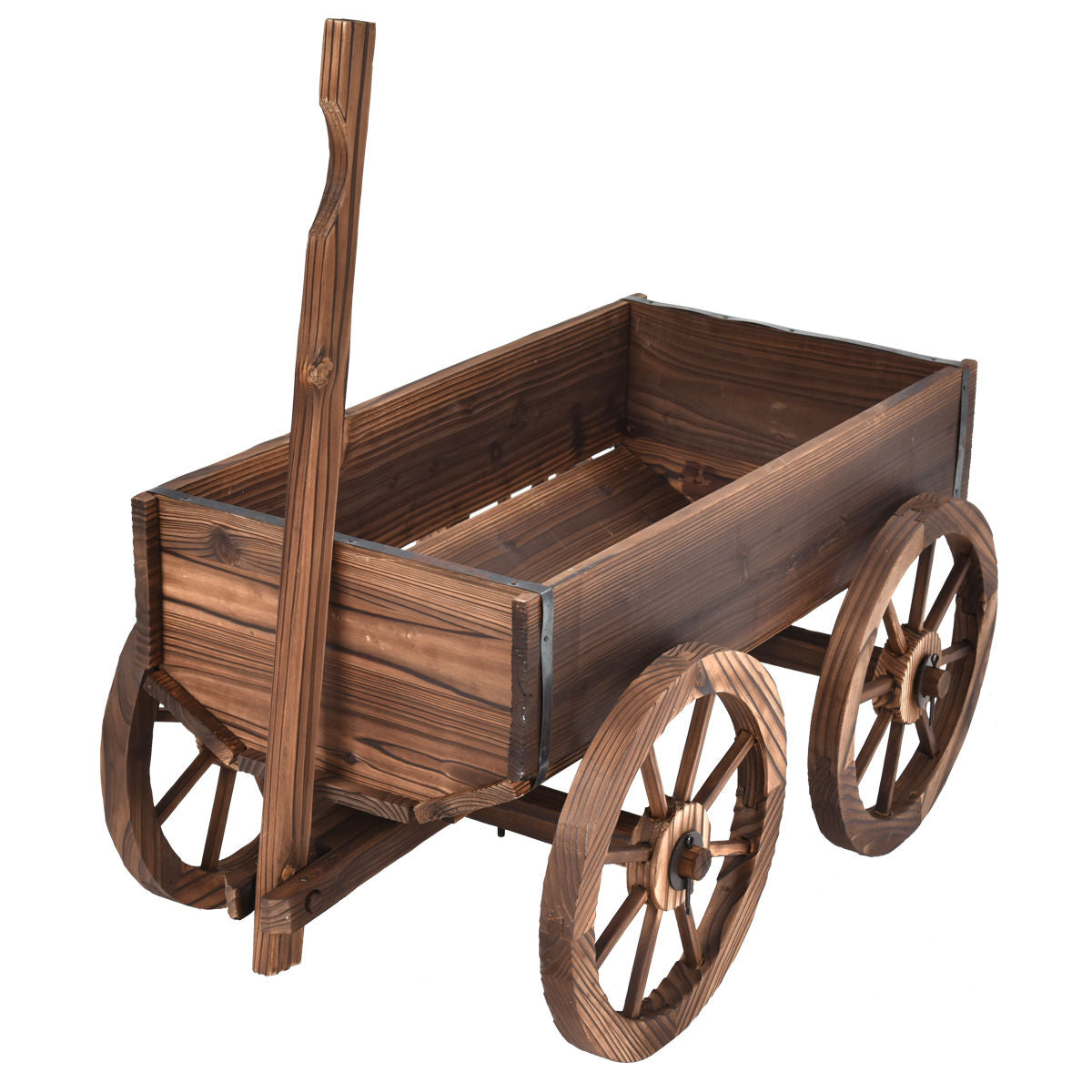 Wood Wagon Planter Pot Stand with Wheels - Direct by Wilsons Home Store