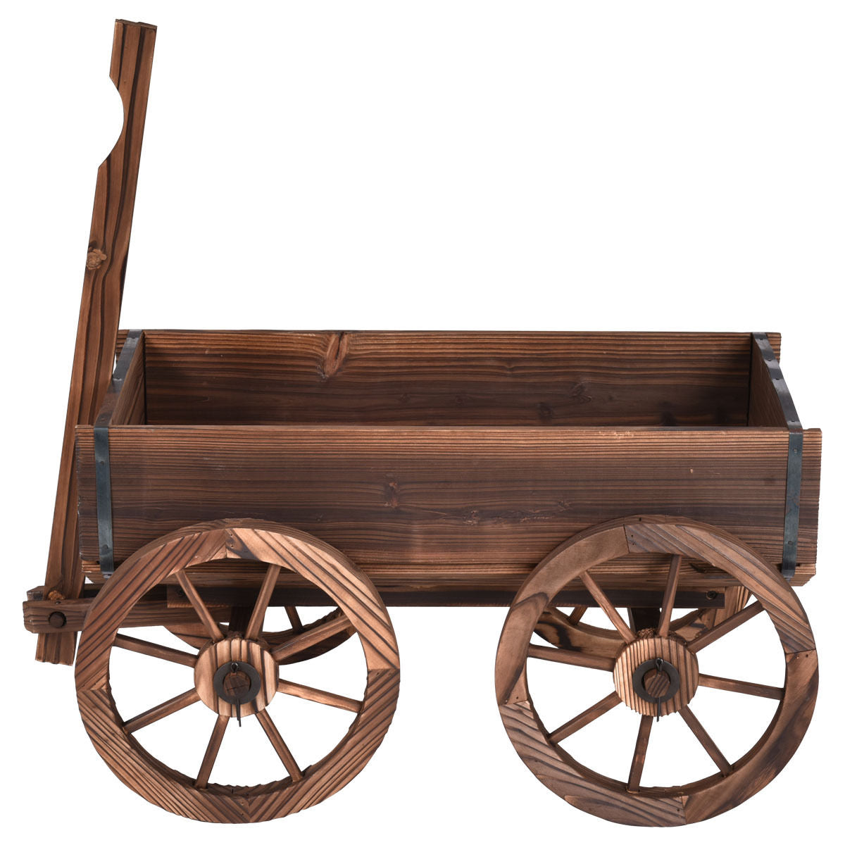 Wood Wagon Planter Pot Stand with Wheels - Direct by Wilsons Home Store