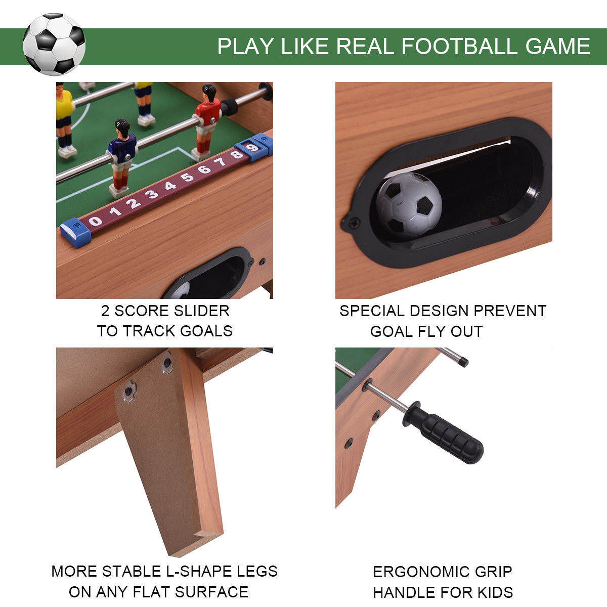 27 Inch Indoor Competition Game Foosball Table with Legs - Direct by Wilsons Home Store