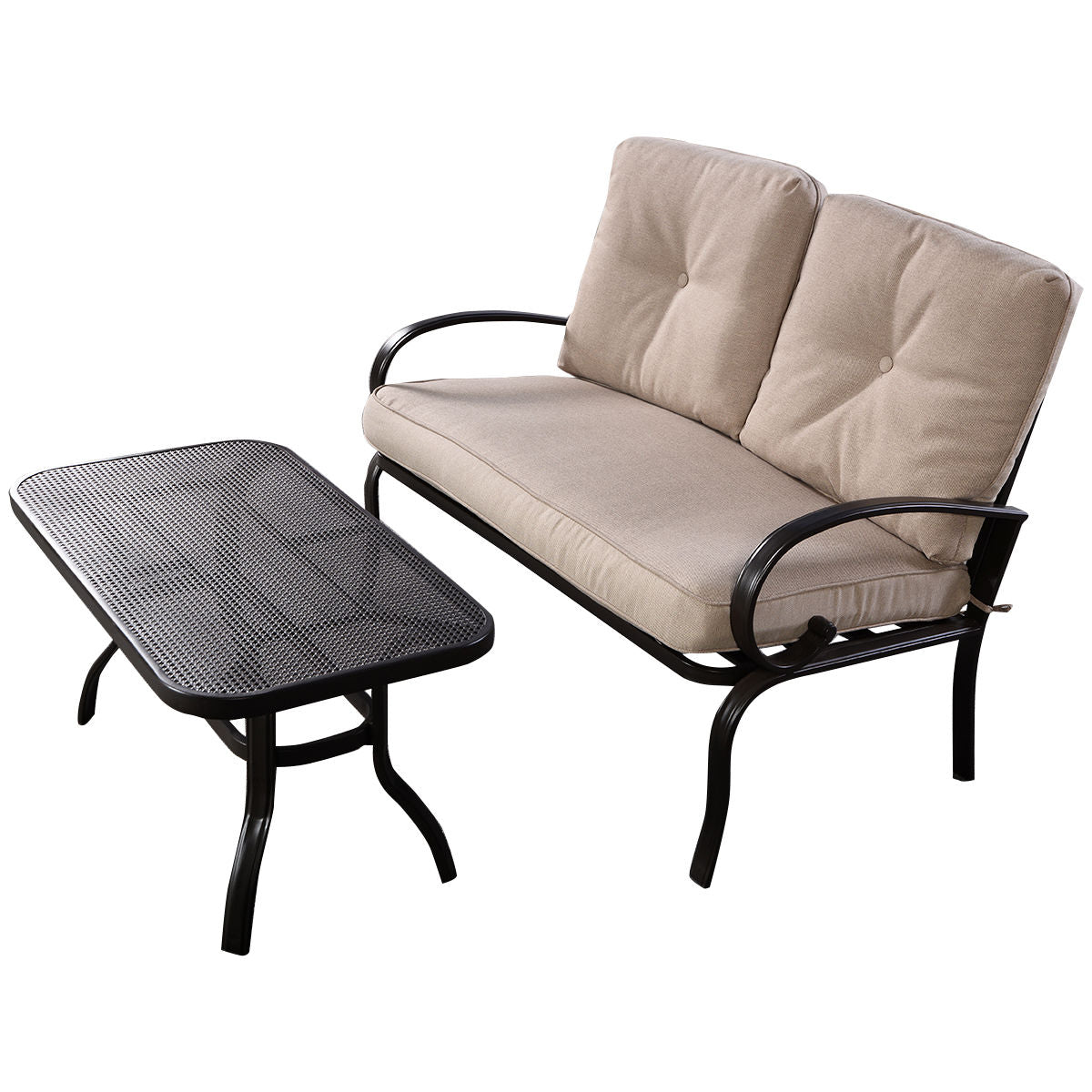 2 Pieces Patio Outdoor Cushioned Coffee Table Seat-Beige - Direct by Wilsons Home Store