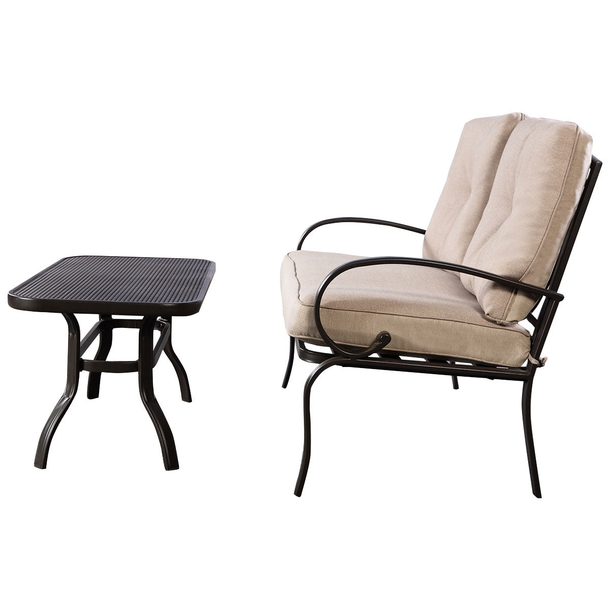 2 Pieces Patio Outdoor Cushioned Coffee Table Seat-Beige - Direct by Wilsons Home Store