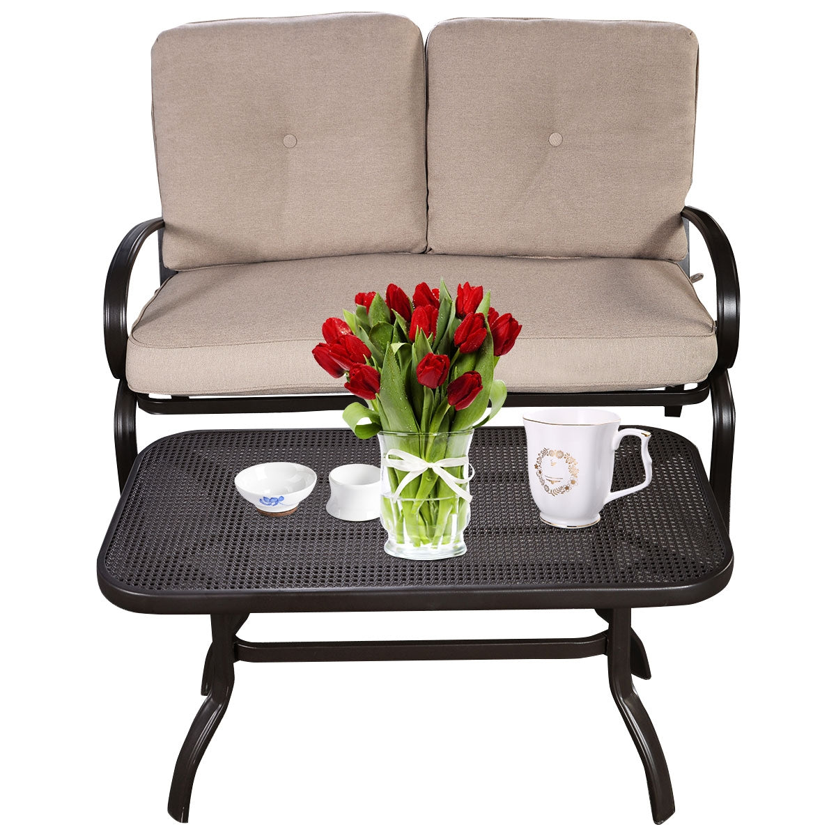 2 Pieces Patio Outdoor Cushioned Coffee Table Seat-Beige - Direct by Wilsons Home Store