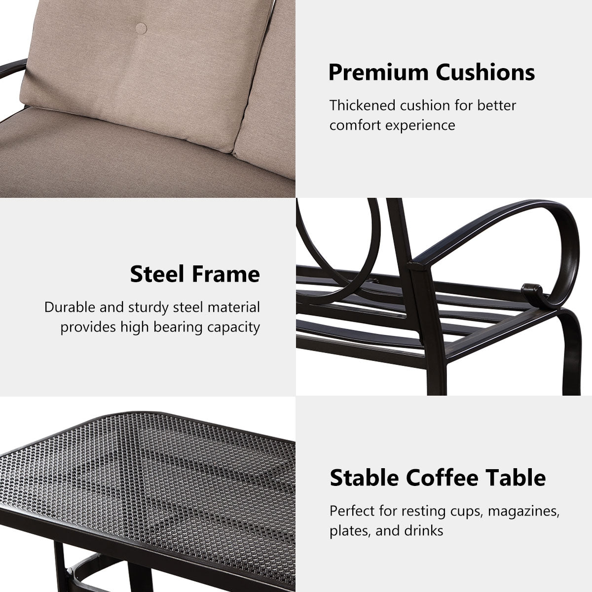 2 Pieces Patio Outdoor Cushioned Coffee Table Seat-Beige - Direct by Wilsons Home Store