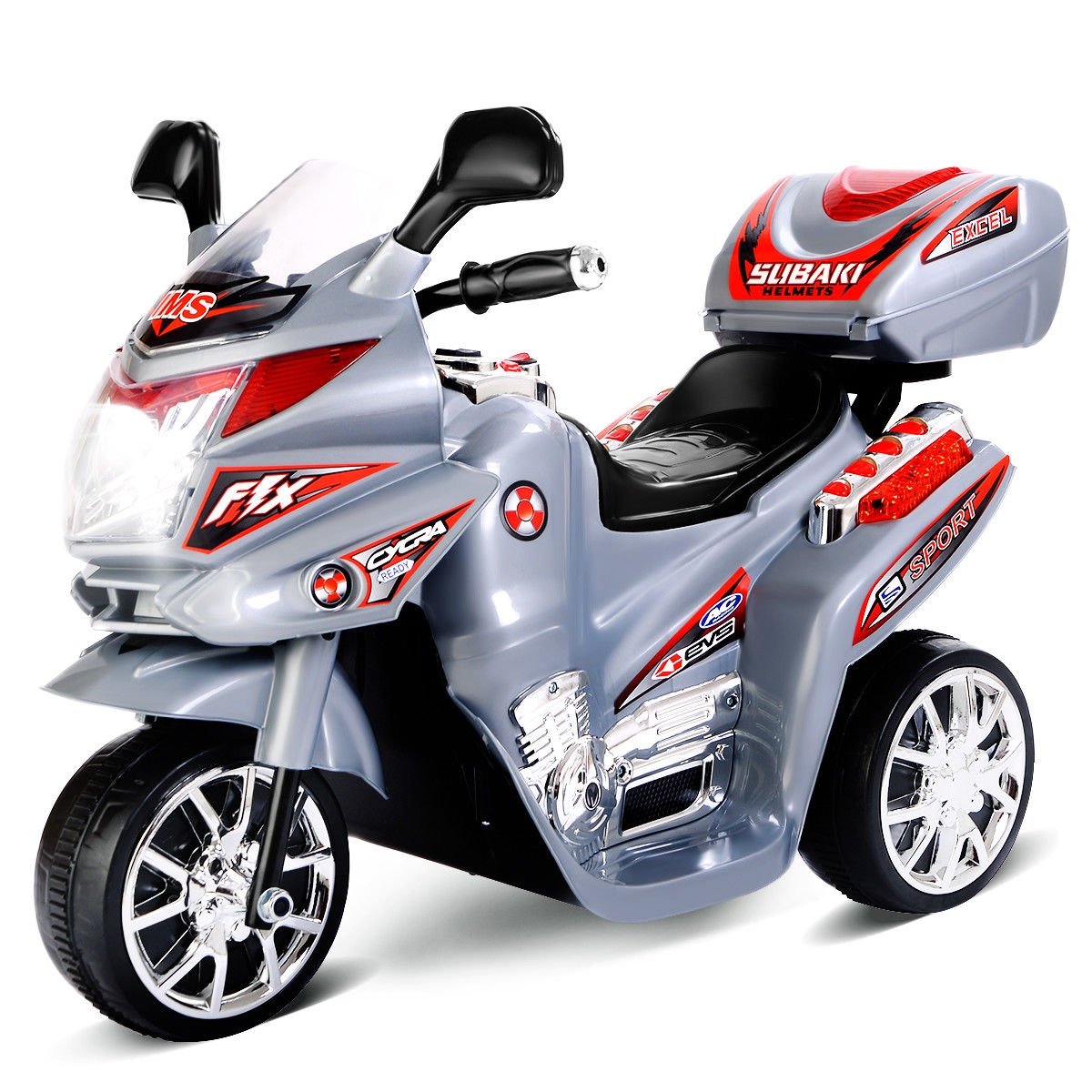 6V Powered 3 Wheels Kids Electric Ride-on Toy Motorcycle-Black