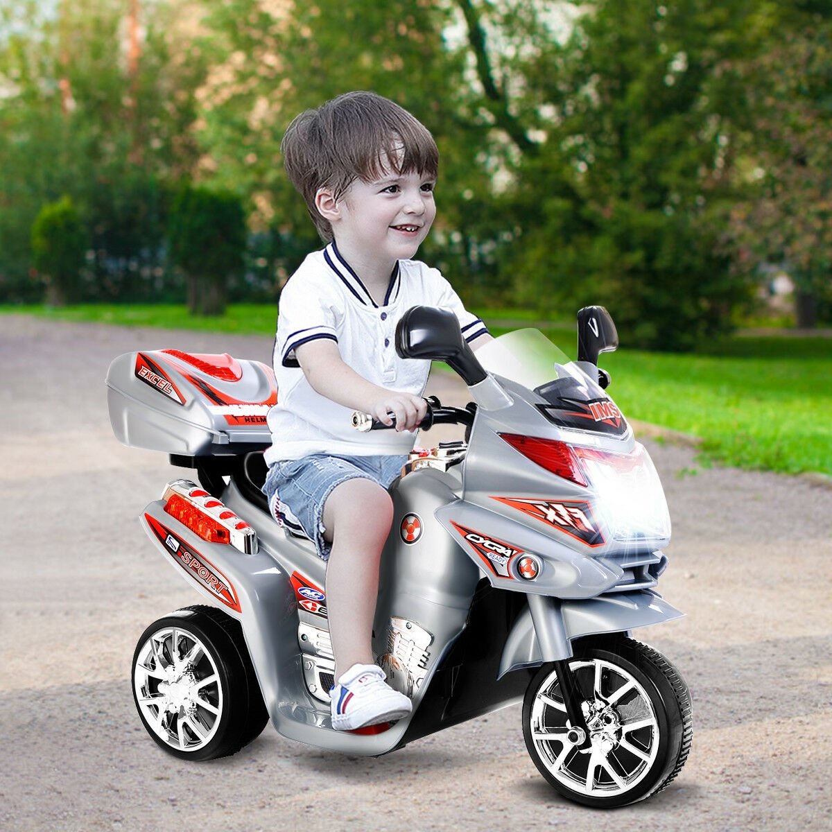 6V Powered 3 Wheels Kids Electric Ride-on Toy Motorcycle-Black