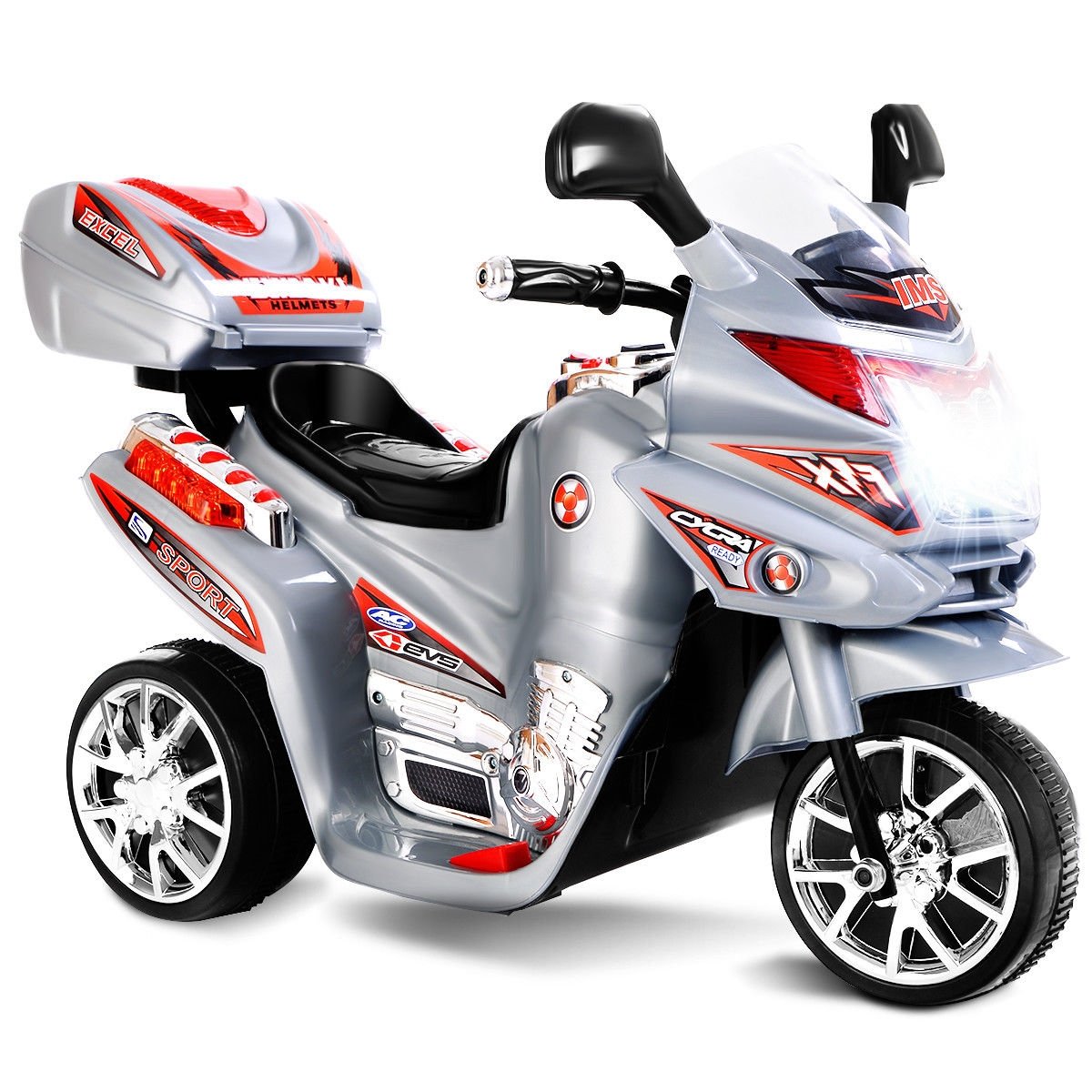 6V Powered 3 Wheels Kids Electric Ride-on Toy Motorcycle-Black