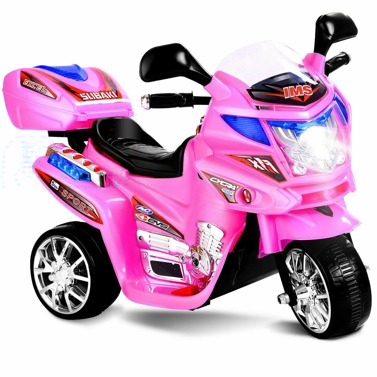 6V Powered 3 Wheels Kids Electric Ride-on Toy Motorcycle-Black