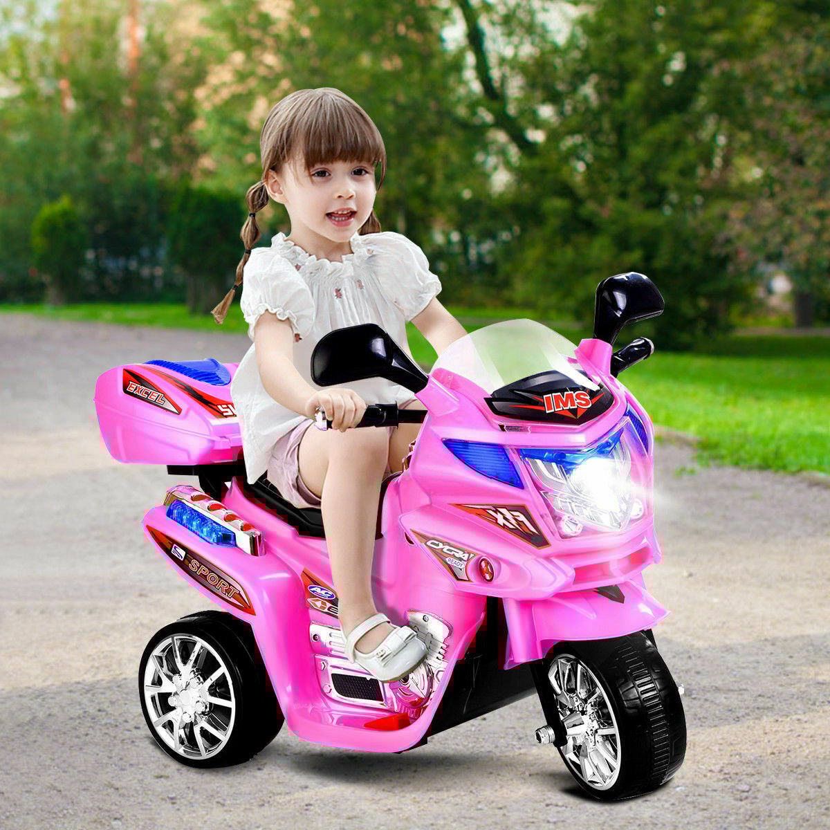 6V Powered 3 Wheels Kids Electric Ride-on Toy Motorcycle-Black