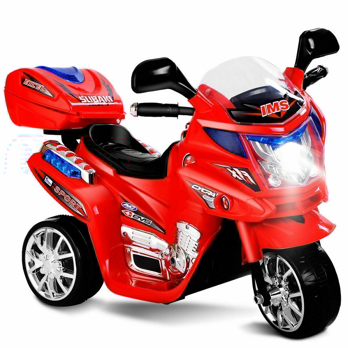 6V Powered 3 Wheels Kids Electric Ride-on Toy Motorcycle-Black