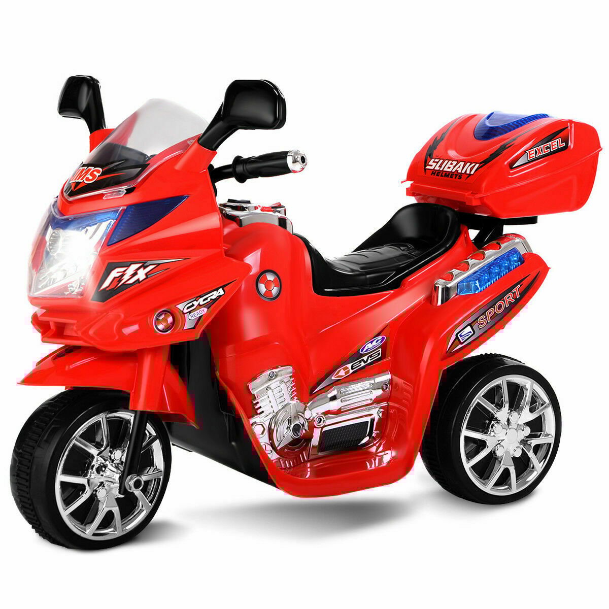 6V Powered 3 Wheels Kids Electric Ride-on Toy Motorcycle-Black