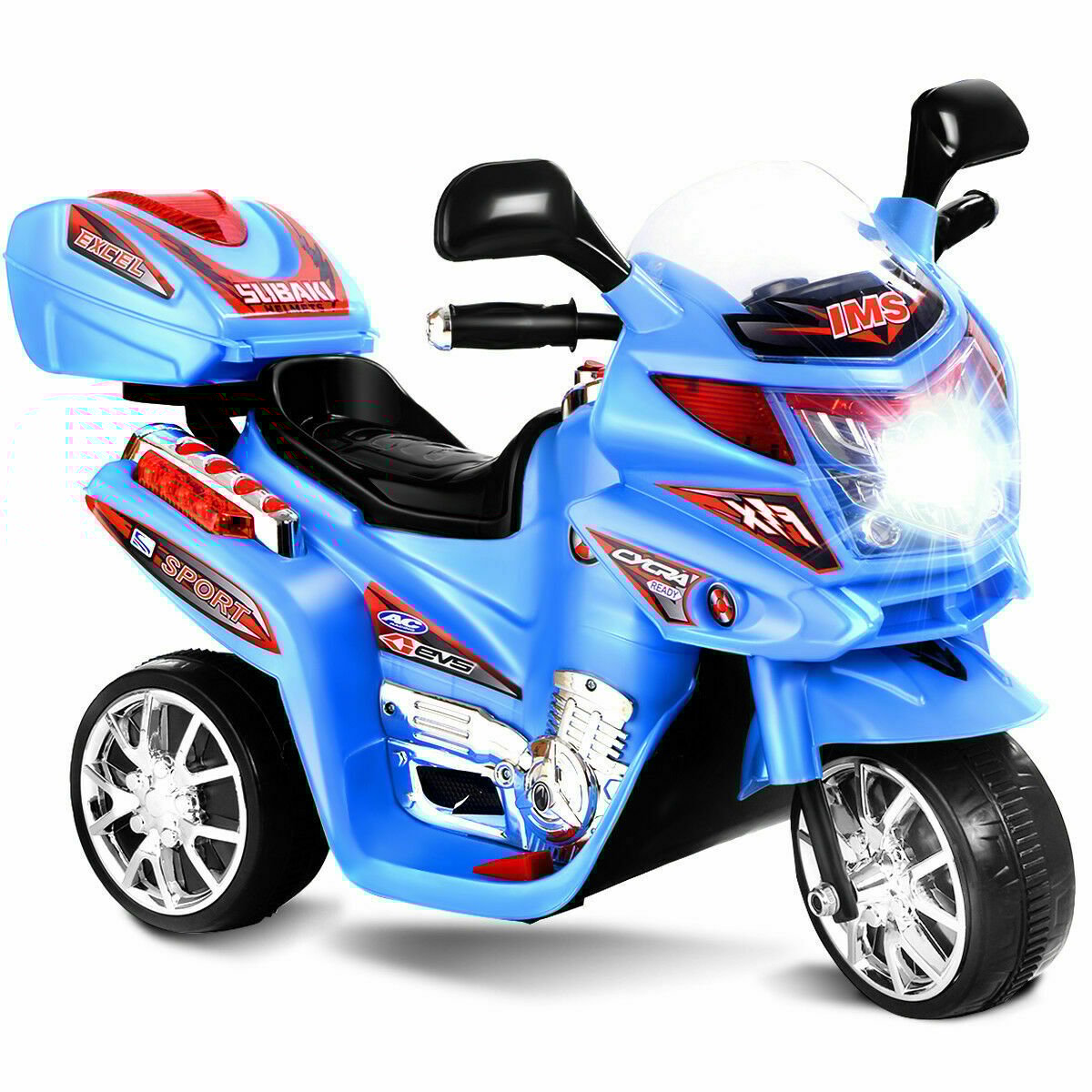 6V Powered 3 Wheels Kids Electric Ride-on Toy Motorcycle-Black