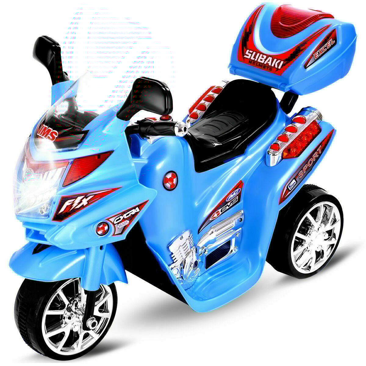 6V Powered 3 Wheels Kids Electric Ride-on Toy Motorcycle-Black