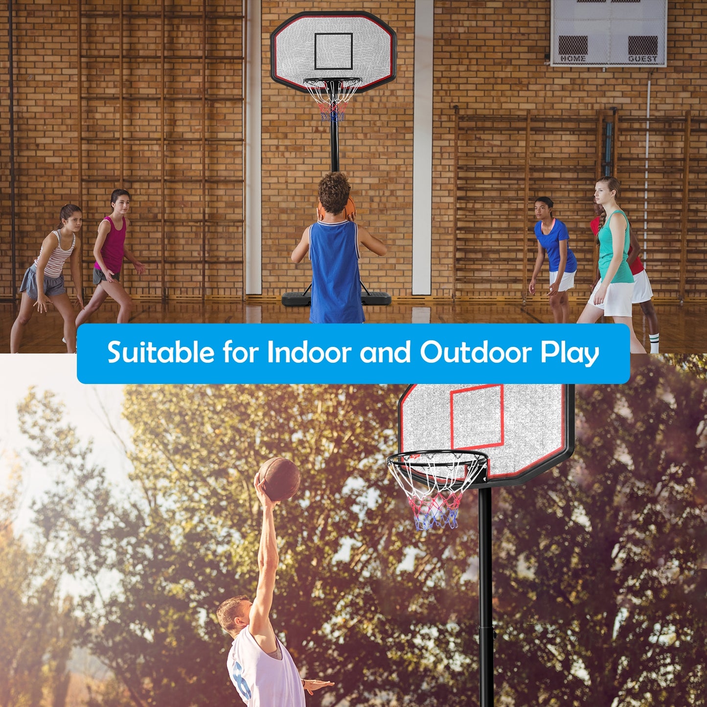 43 Inch Indoor Outdoor Height Adjustable Basketball Hoop - Direct by Wilsons Home Store