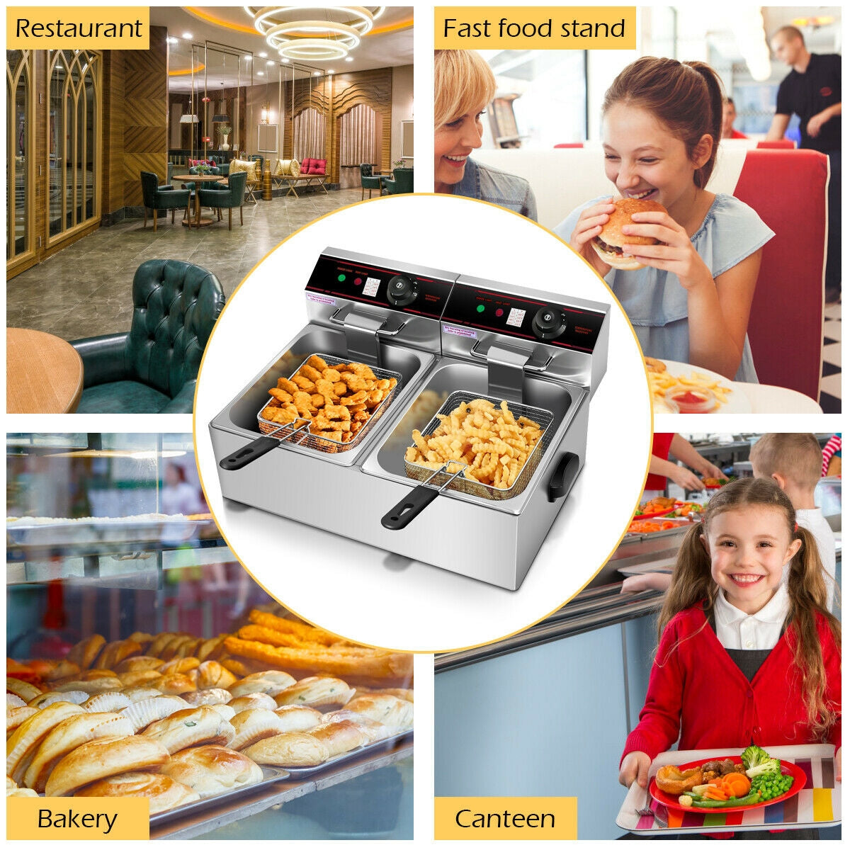3400W Dual Tank Electric Countertop Deep Fryer - Direct by Wilsons Home Store