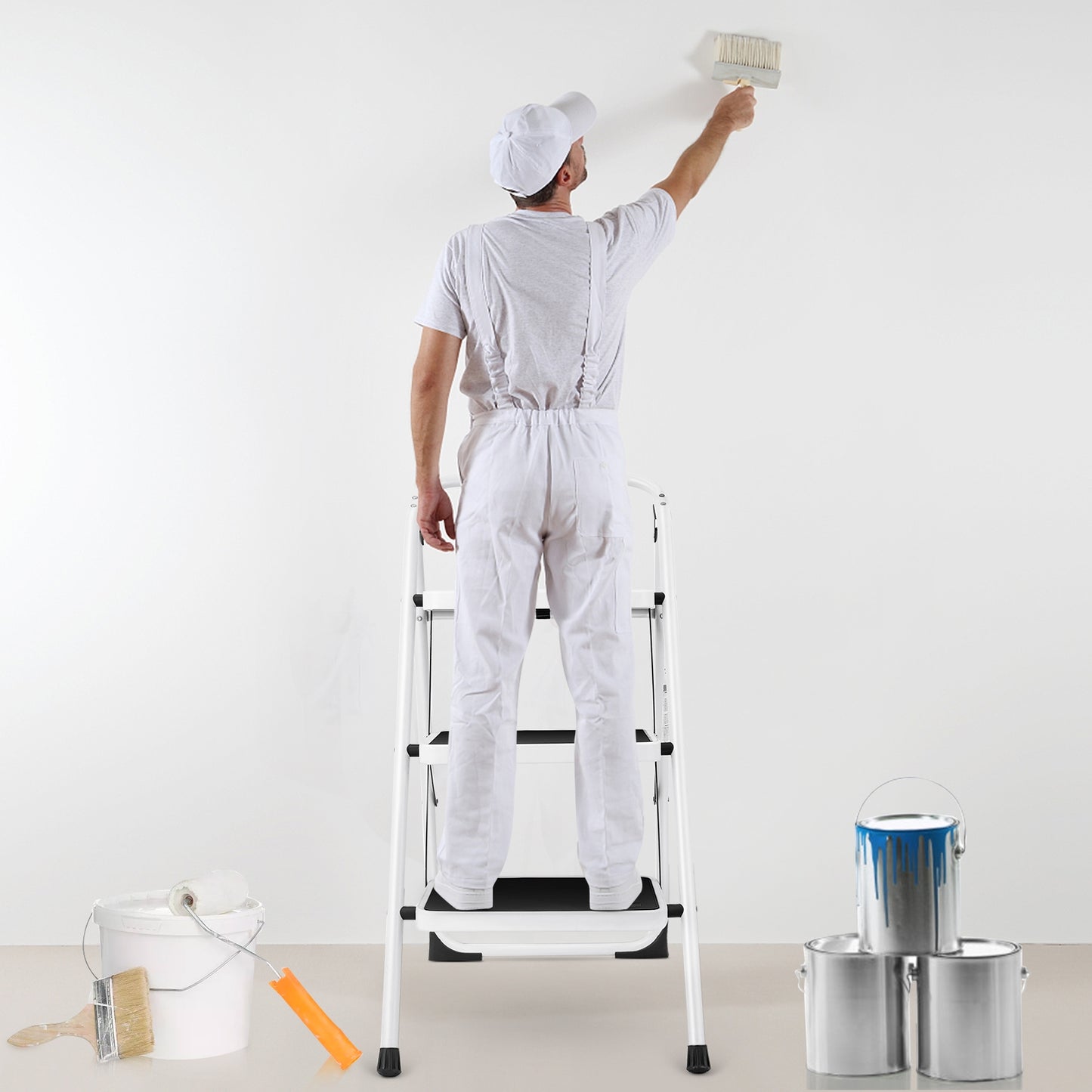 Folding 3-Step Ladder with Handgrip and Anti-Slip Platform - Direct by Wilsons Home Store