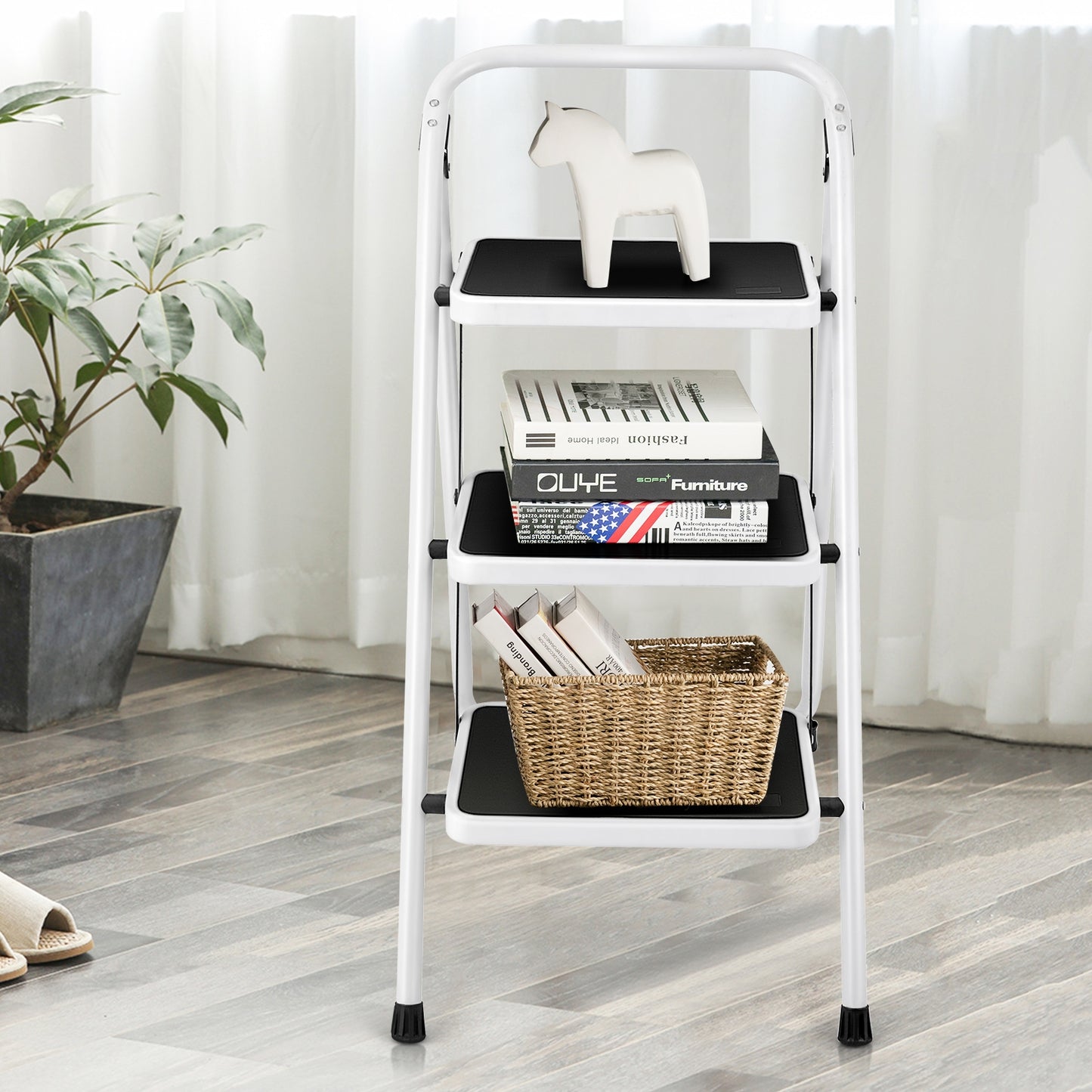 Folding 3-Step Ladder with Handgrip and Anti-Slip Platform - Direct by Wilsons Home Store