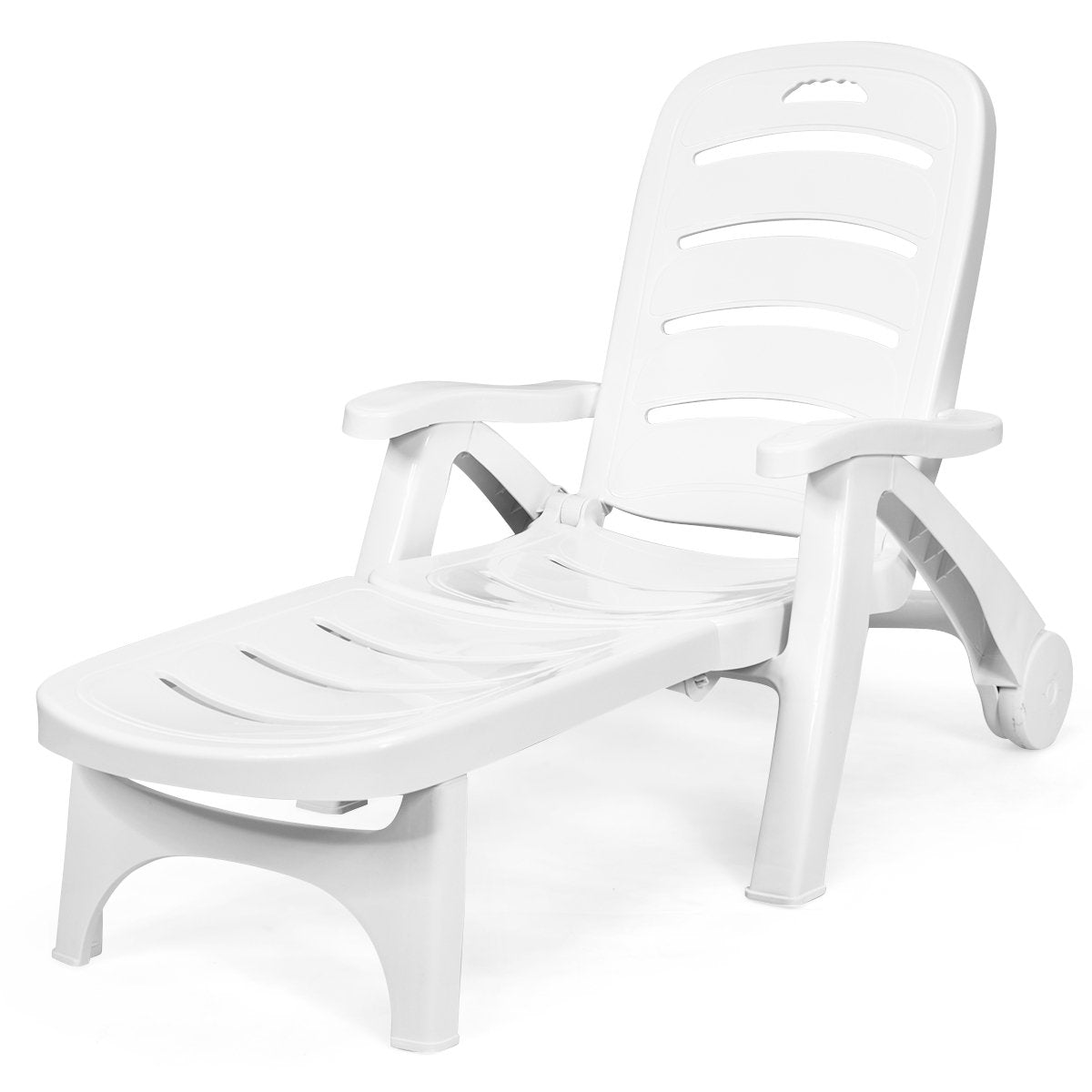 5 Position Adjustable Folding Lounger Chaise Chair-Gray