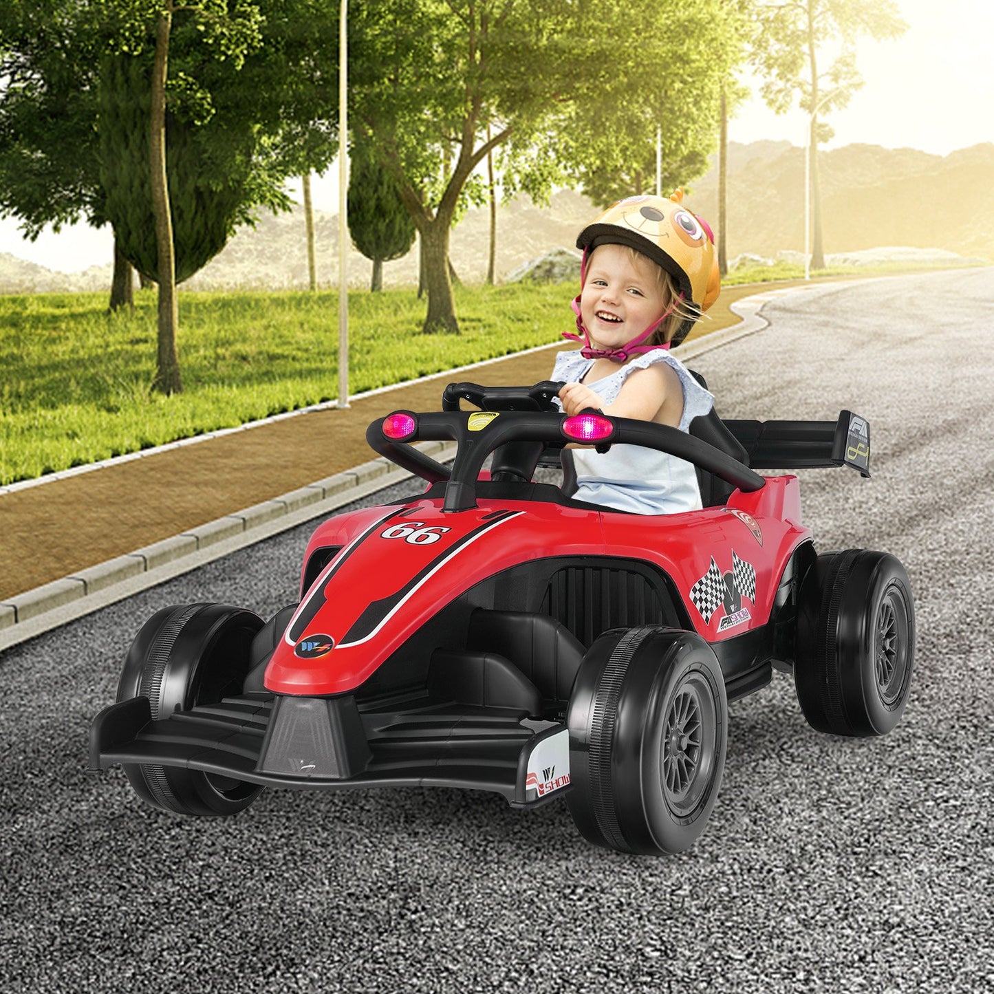 12V Kids Ride on Electric Formula Racing Car with Remote Control-Pink