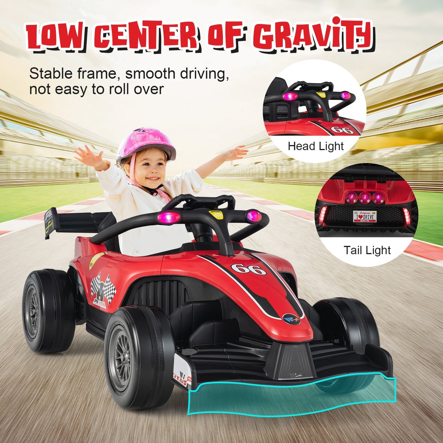 12V Kids Ride on Electric Formula Racing Car with Remote Control-Pink