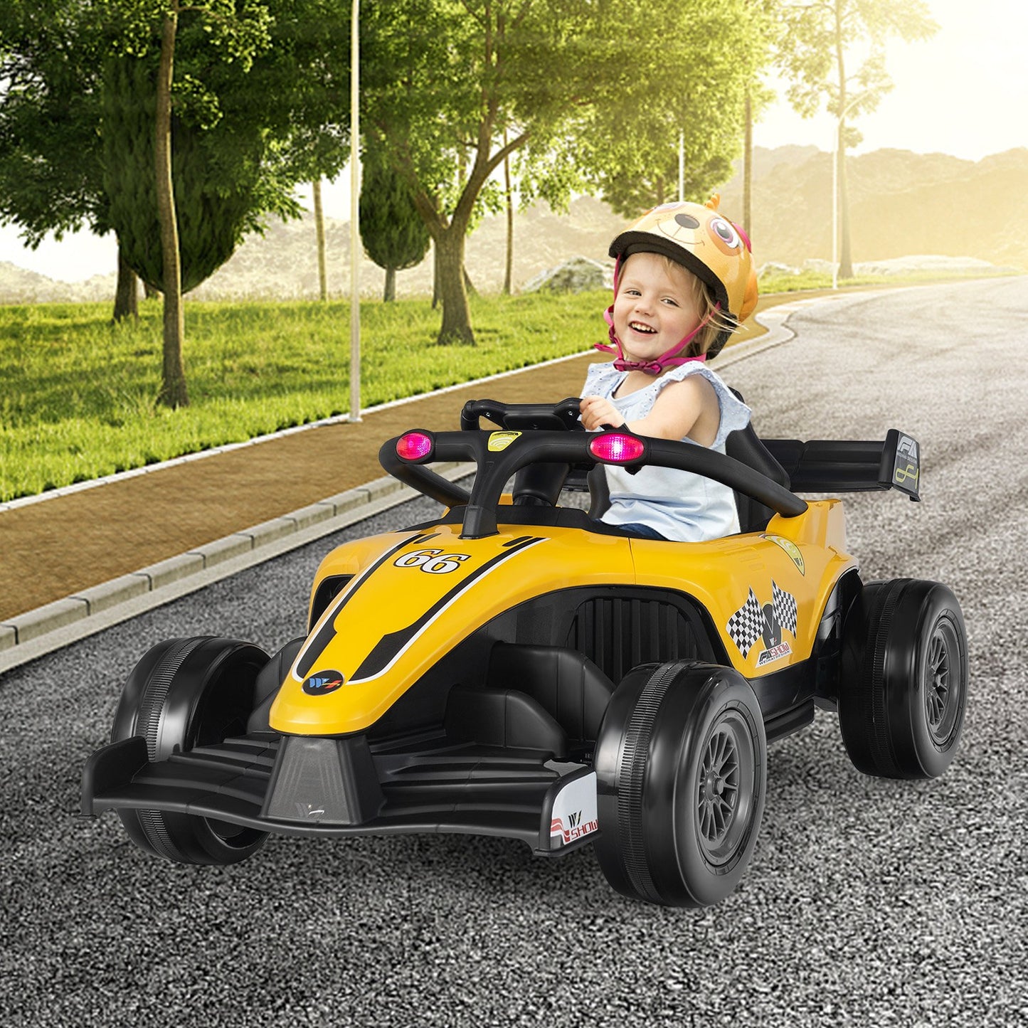 12V Kids Ride on Electric Formula Racing Car with Remote Control-Pink