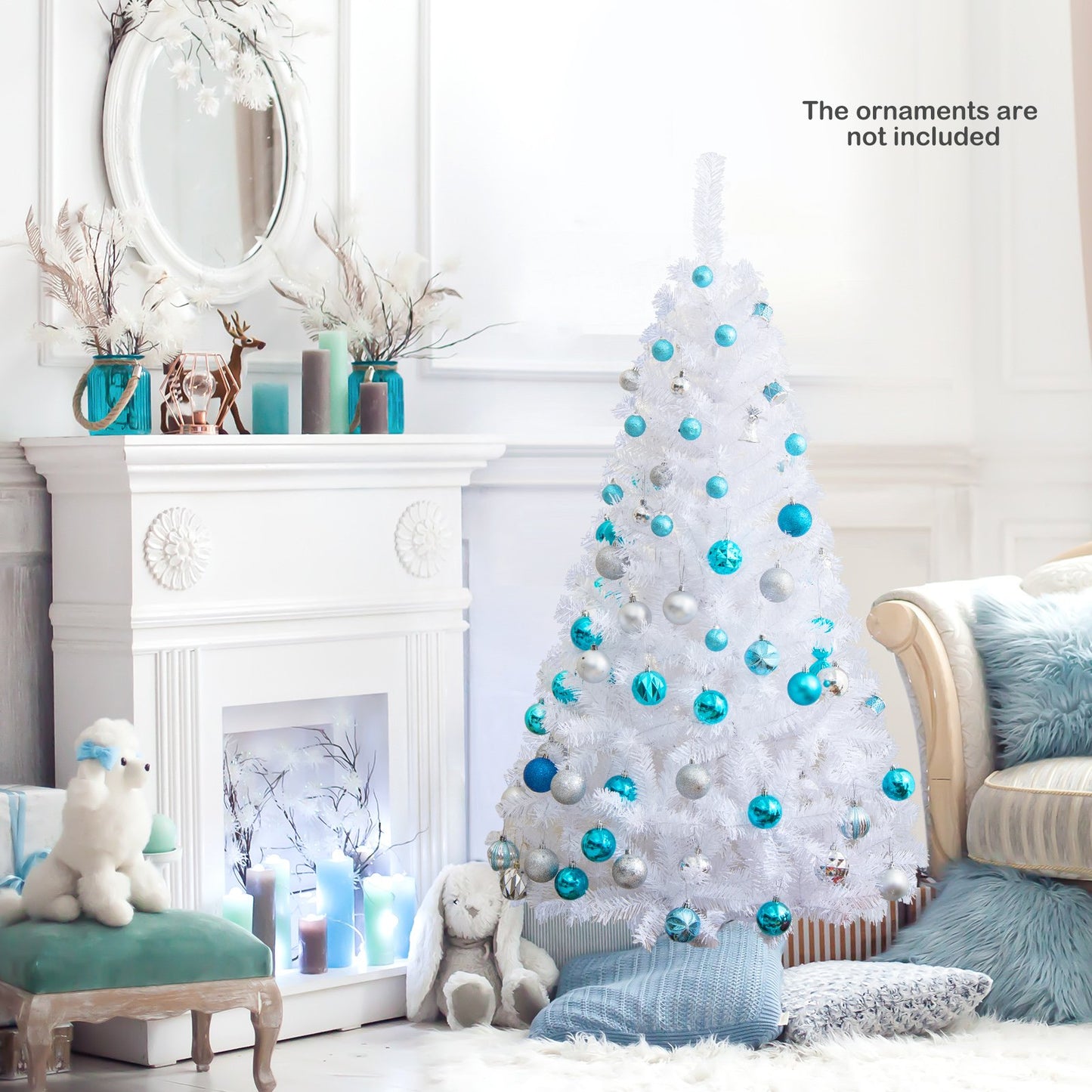 8 ft White Christmas Tree with Solid Metal Stand-8 ft