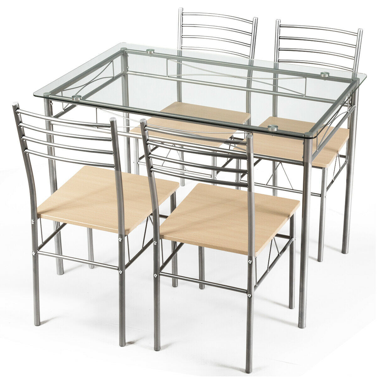 5 Pieces Dining Set Glass Table and 4 Chairs - Direct by Wilsons Home Store