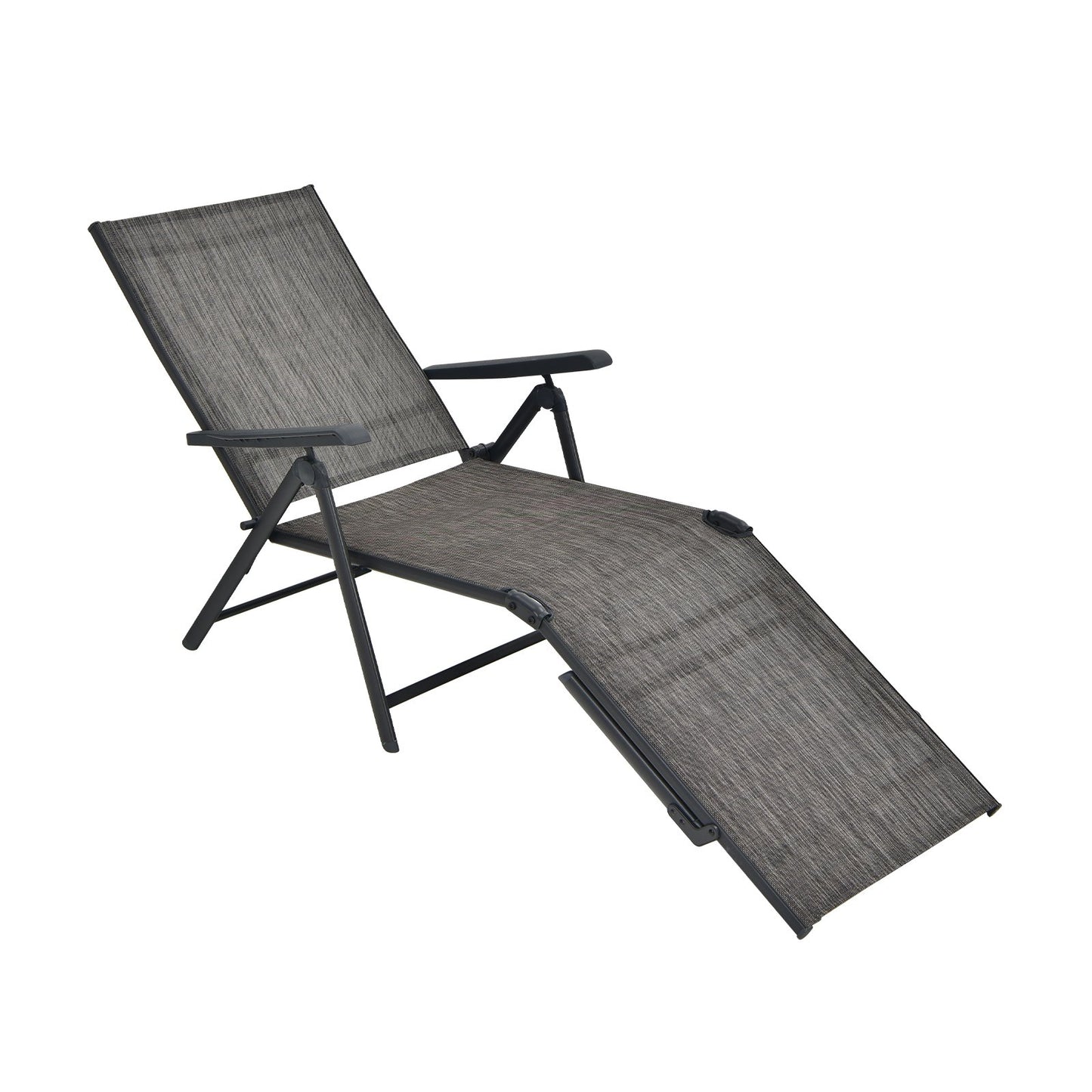 Patio Foldable Chaise Lounge Chair with Backrest and Footrest-Black