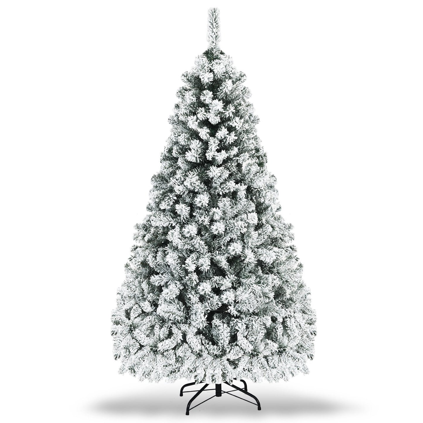 Pre-Lit Premium Snow Flocked Hinged Artificial Christmas Tree-9 ft