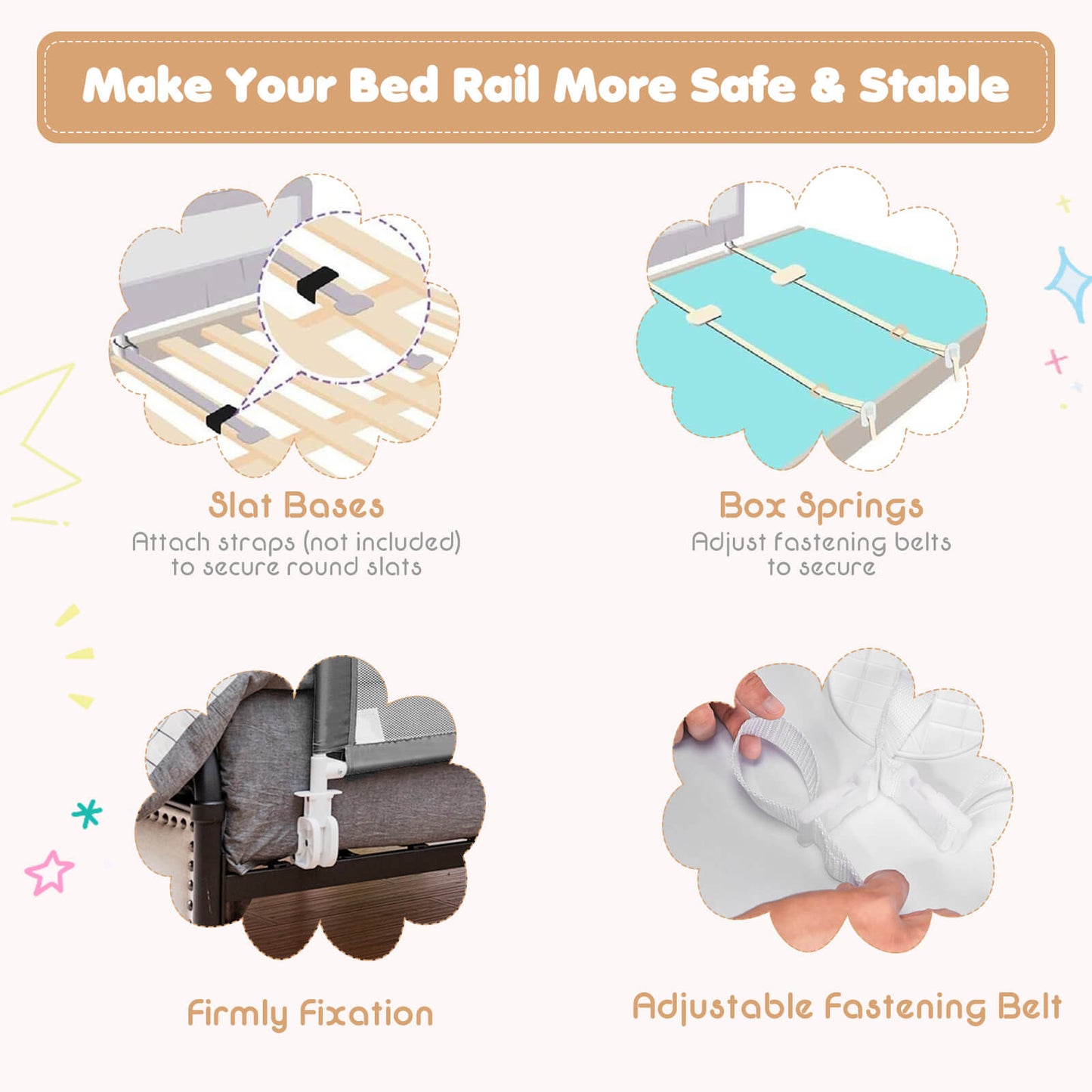 59 Inch Extra Long Folding Breathable Baby Children Toddlers Bed Rail Guard with Safety Strap-Gray
