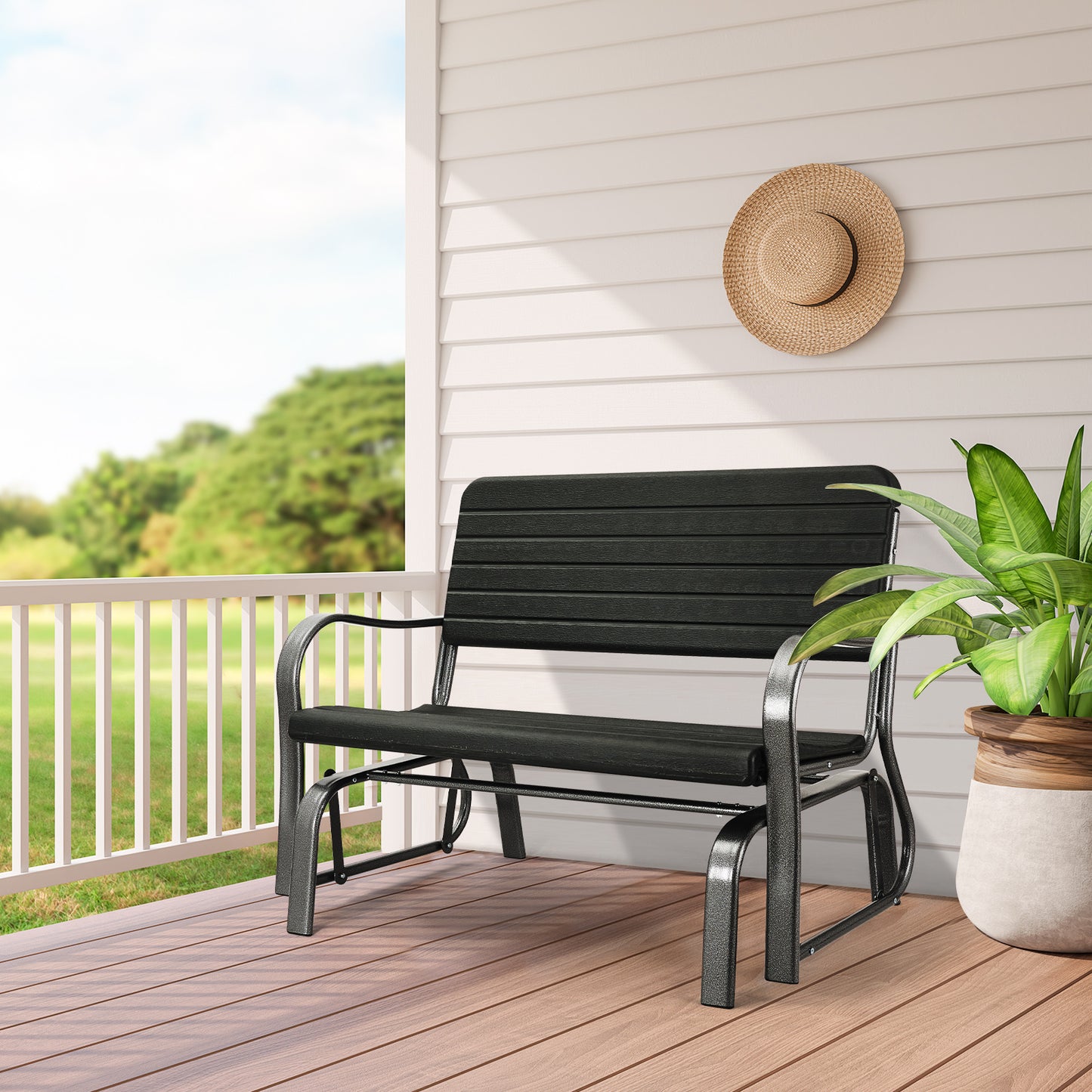 Outdoor Patio Steel Swing Bench Loveseat - Direct by Wilsons Home Store