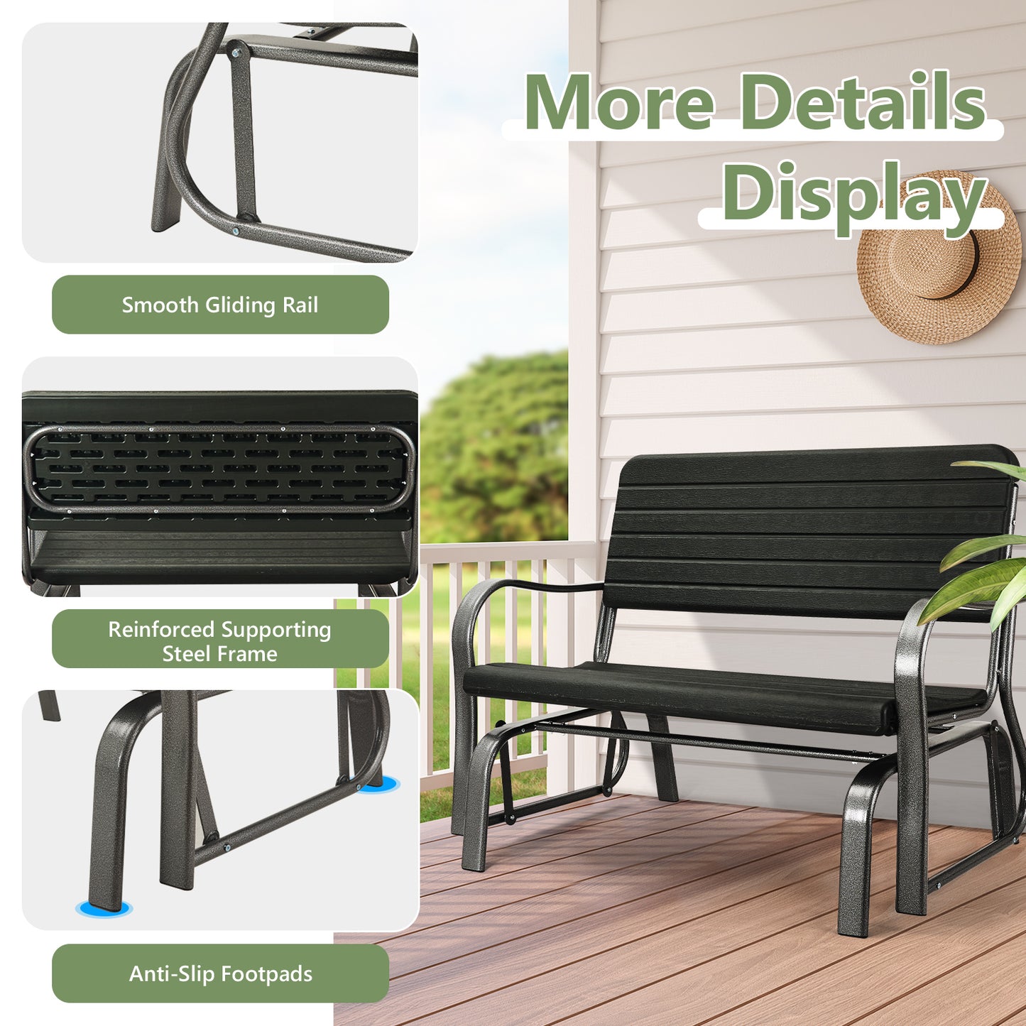 Outdoor Patio Steel Swing Bench Loveseat - Direct by Wilsons Home Store