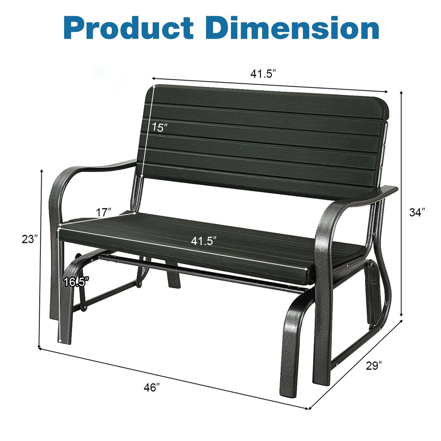 Outdoor Patio Steel Swing Bench Loveseat - Direct by Wilsons Home Store