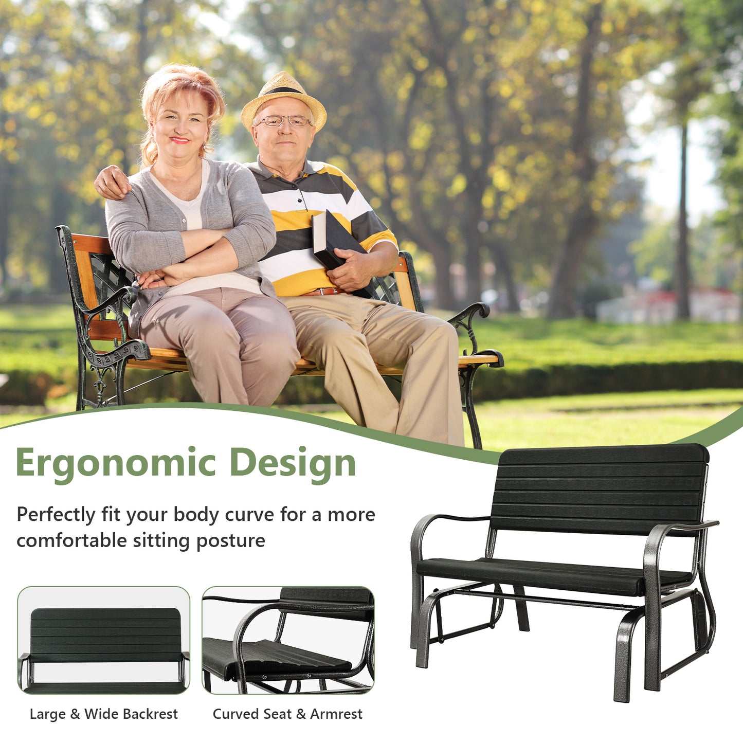 Outdoor Patio Steel Swing Bench Loveseat - Direct by Wilsons Home Store