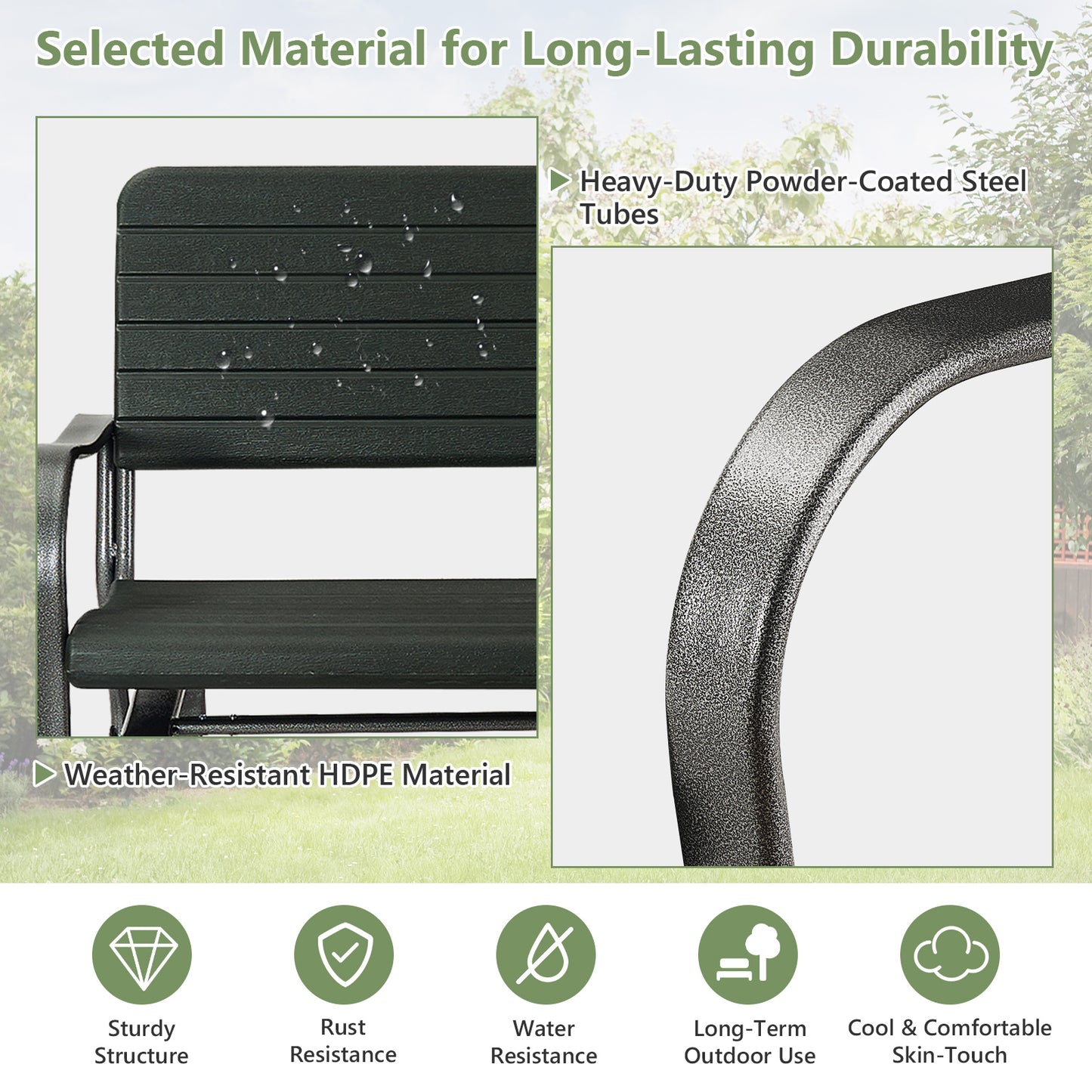 Outdoor Patio Steel Swing Bench Loveseat - Direct by Wilsons Home Store