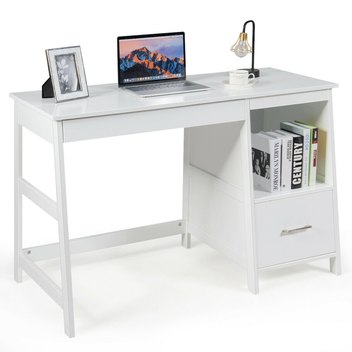 47.5 Inch Modern Home Computer Desk with 2 Storage Drawers-Black