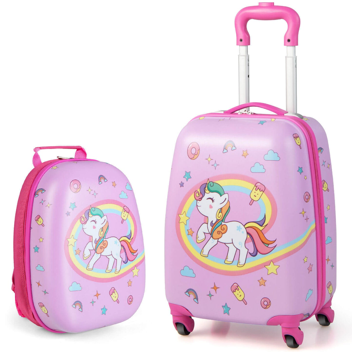 2 Pieces Kids Carry-on Luggage Set with 12 Inch Backpack-Blue