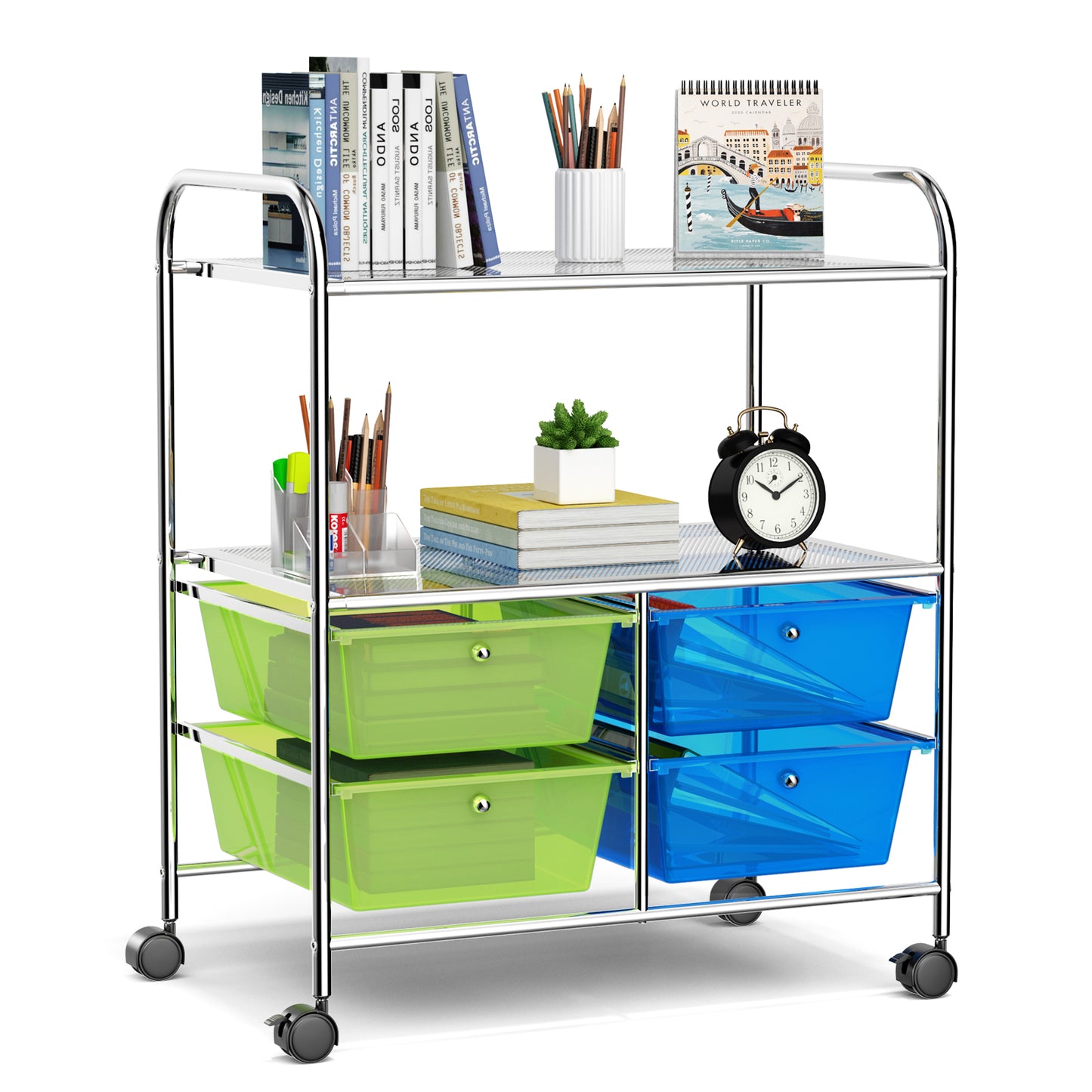 4 Drawers Rolling Storage Cart-Blue & Green - Direct by Wilsons Home Store