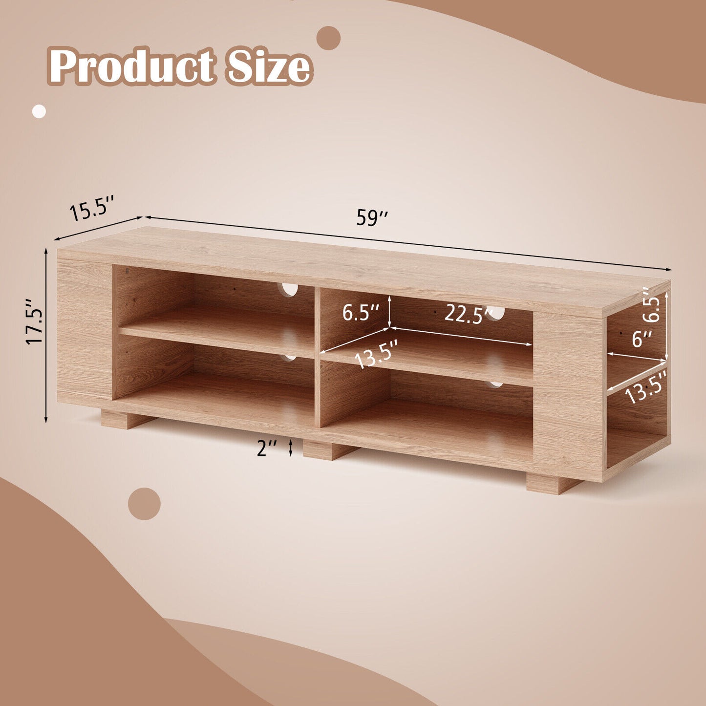 Modern TV Stand Wood Storage Console Entertainment Center-Natural