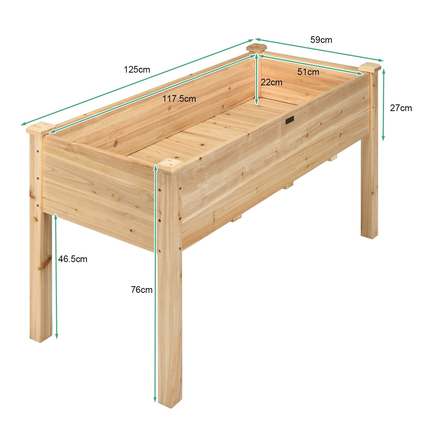 49’’ x 23’’ x 30’’ Wooden Raised Vegetable Garden Bed-Natural
