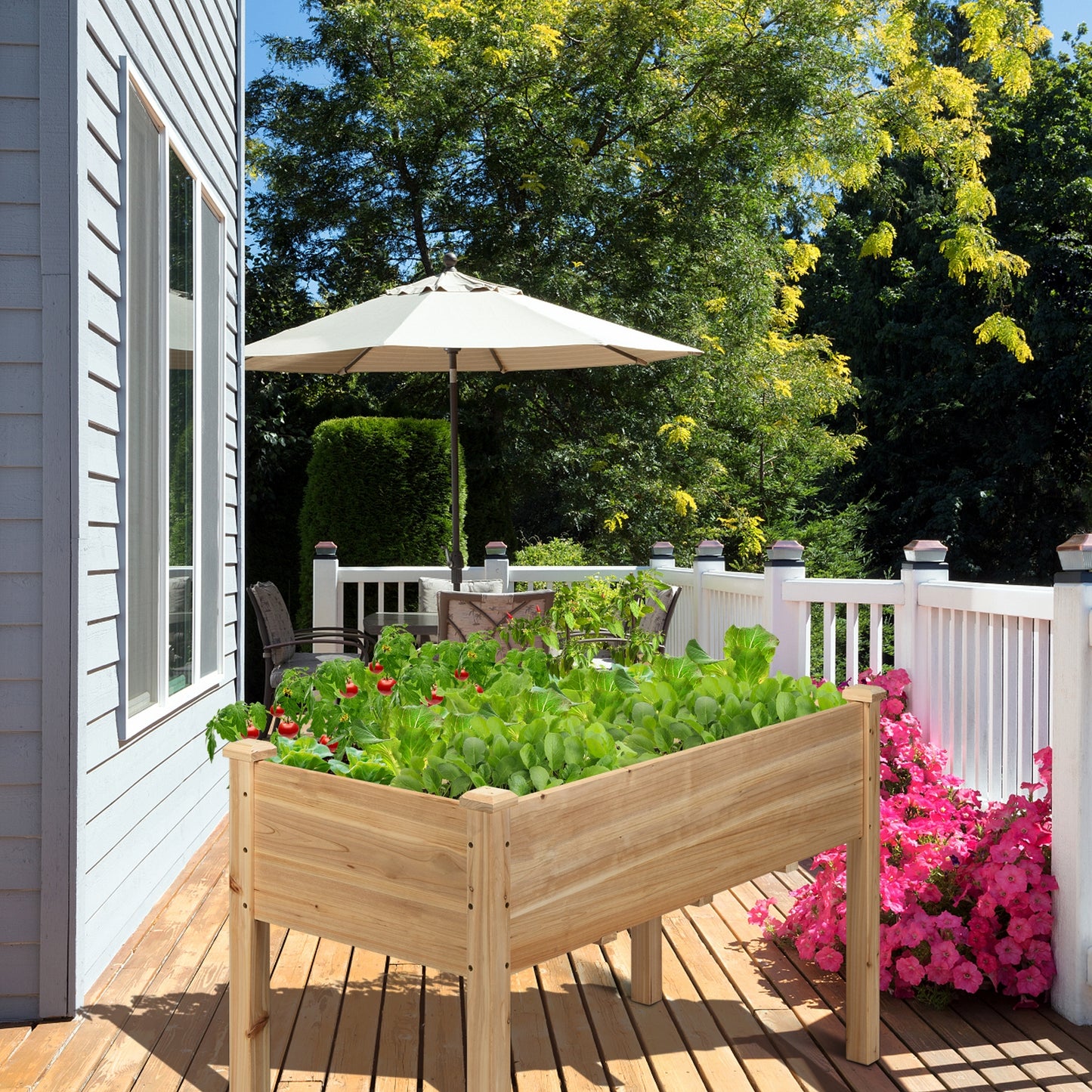 49’’ x 23’’ x 30’’ Wooden Raised Vegetable Garden Bed-Natural