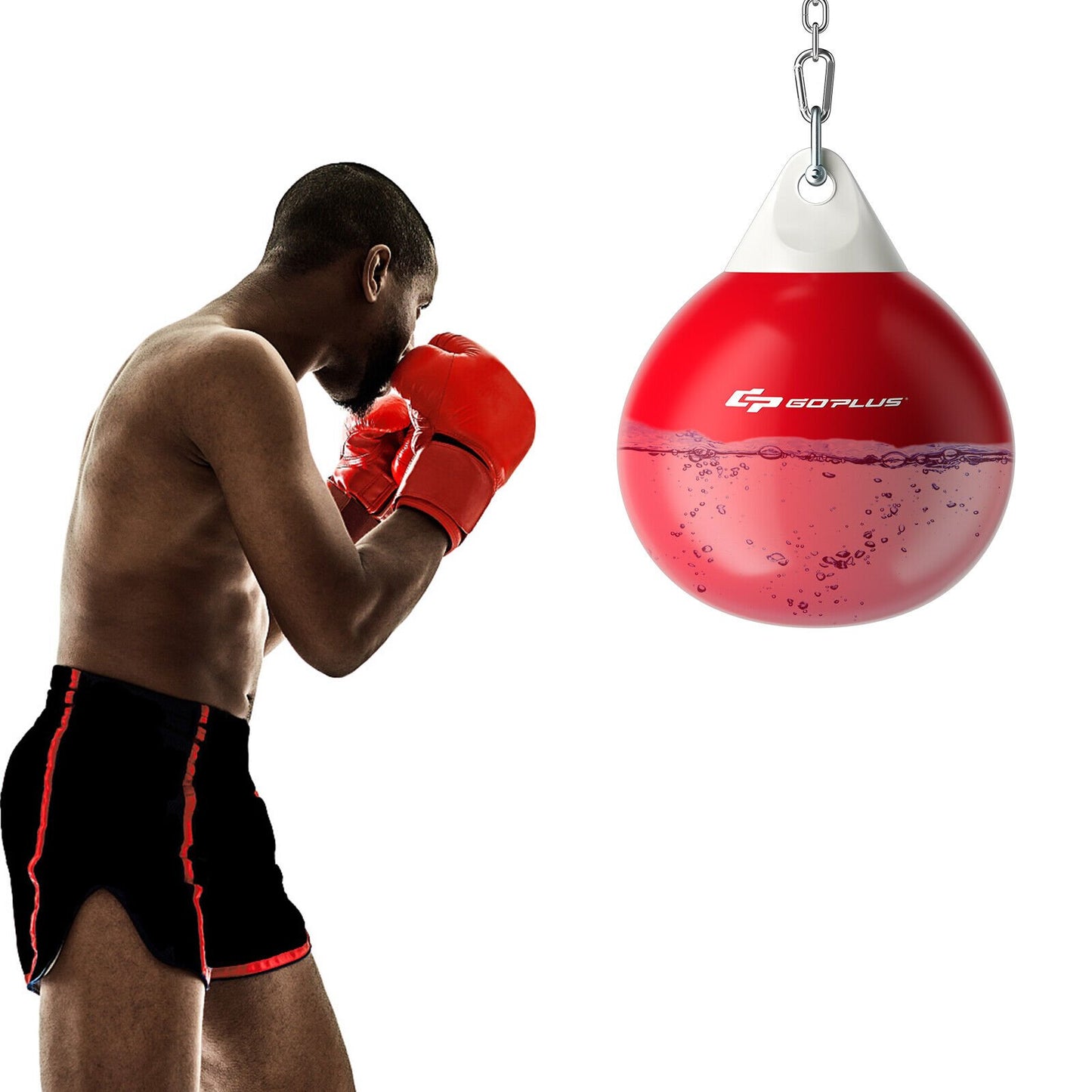 18 Inch 110 Pound Heavy Punching Water Aqua Bag with Adjustable Metal Chain-Black