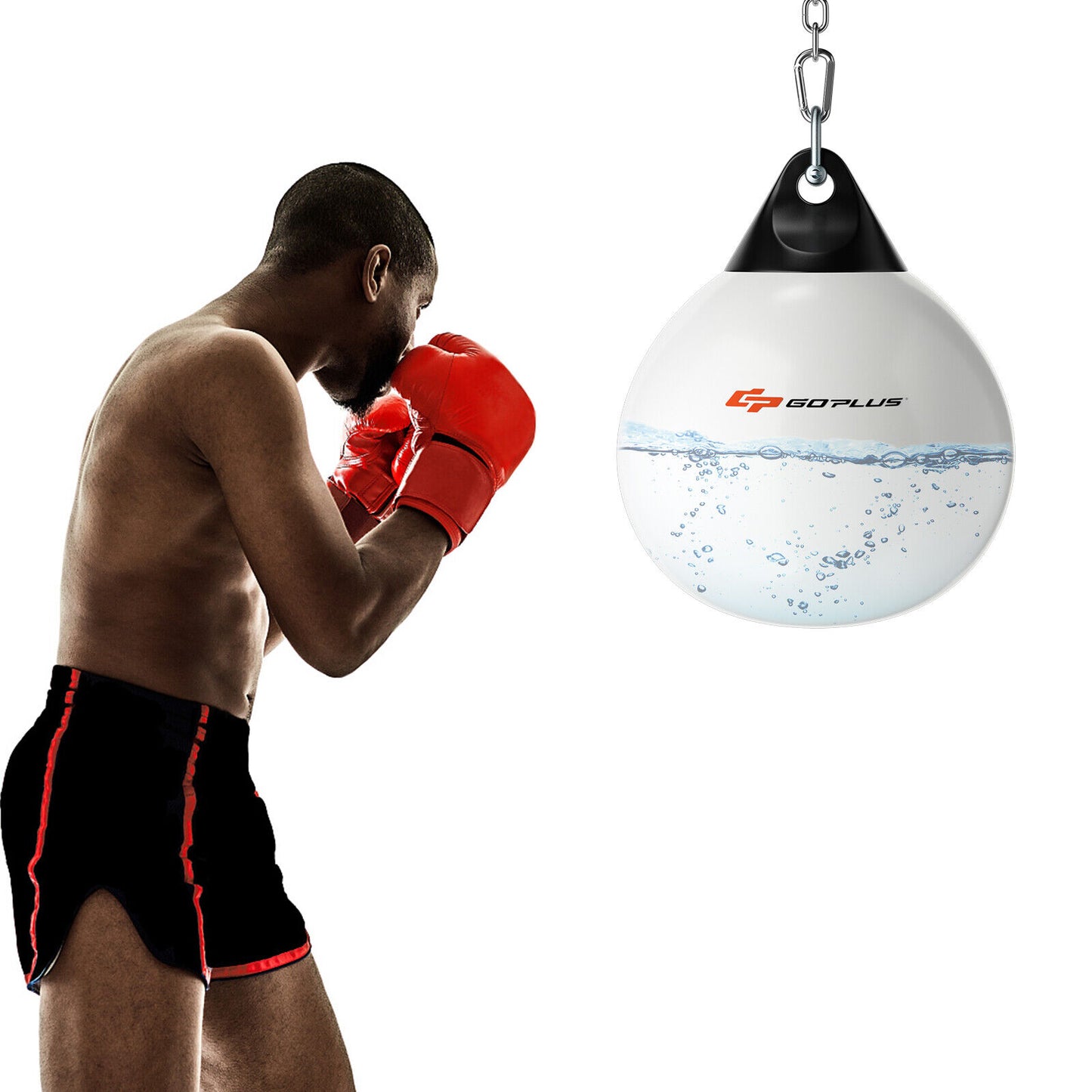 18 Inch 110 Pound Heavy Punching Water Aqua Bag with Adjustable Metal Chain-Black
