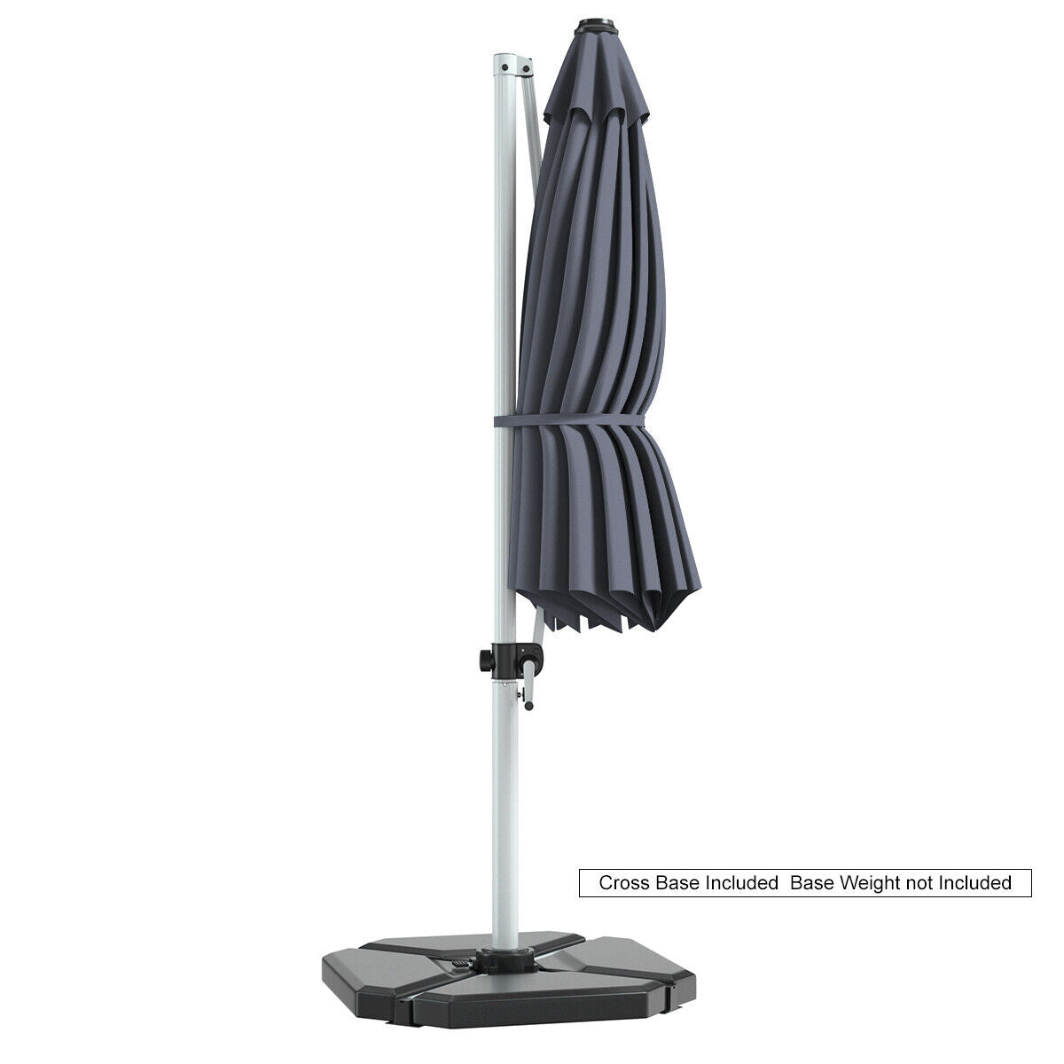11 Feet Patio Offset Cantilever Umbrella 360° Rotation Aluminum Tilt-Gray