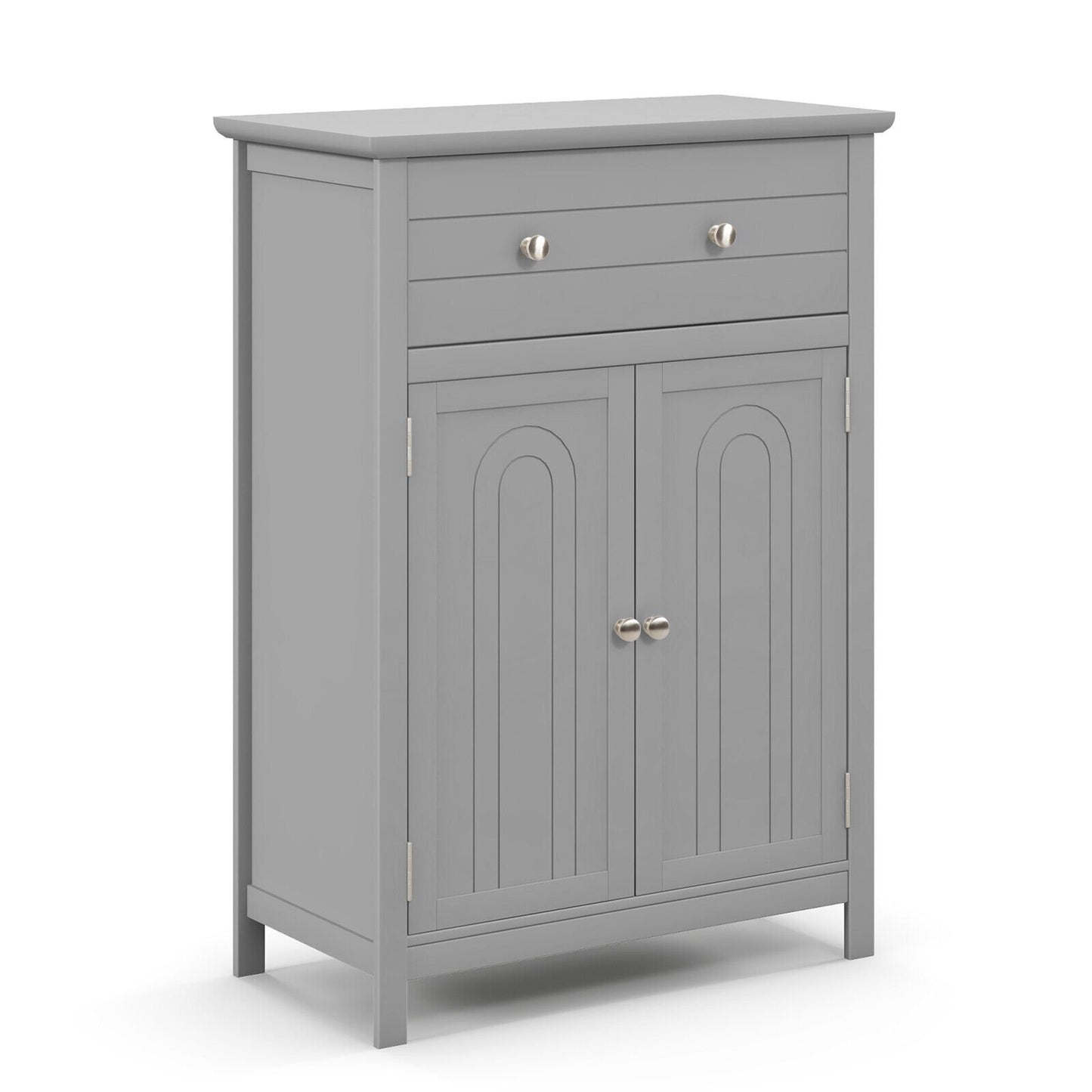 2-Door Freestanding Bathroom Cabinet with Drawer and Adjustable Shelf-Black