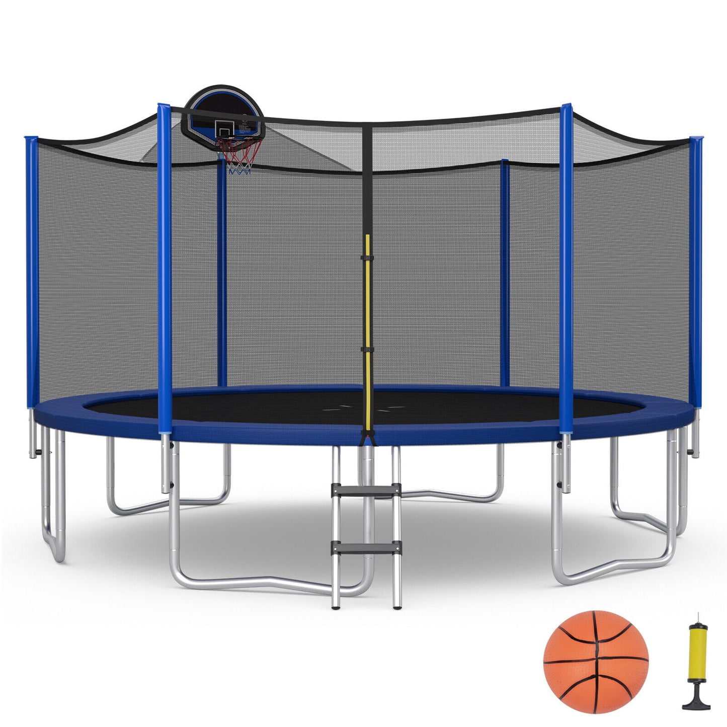 12/14/15/16 Feet Outdoor Recreational Trampoline with Enclosure Net-16 ft