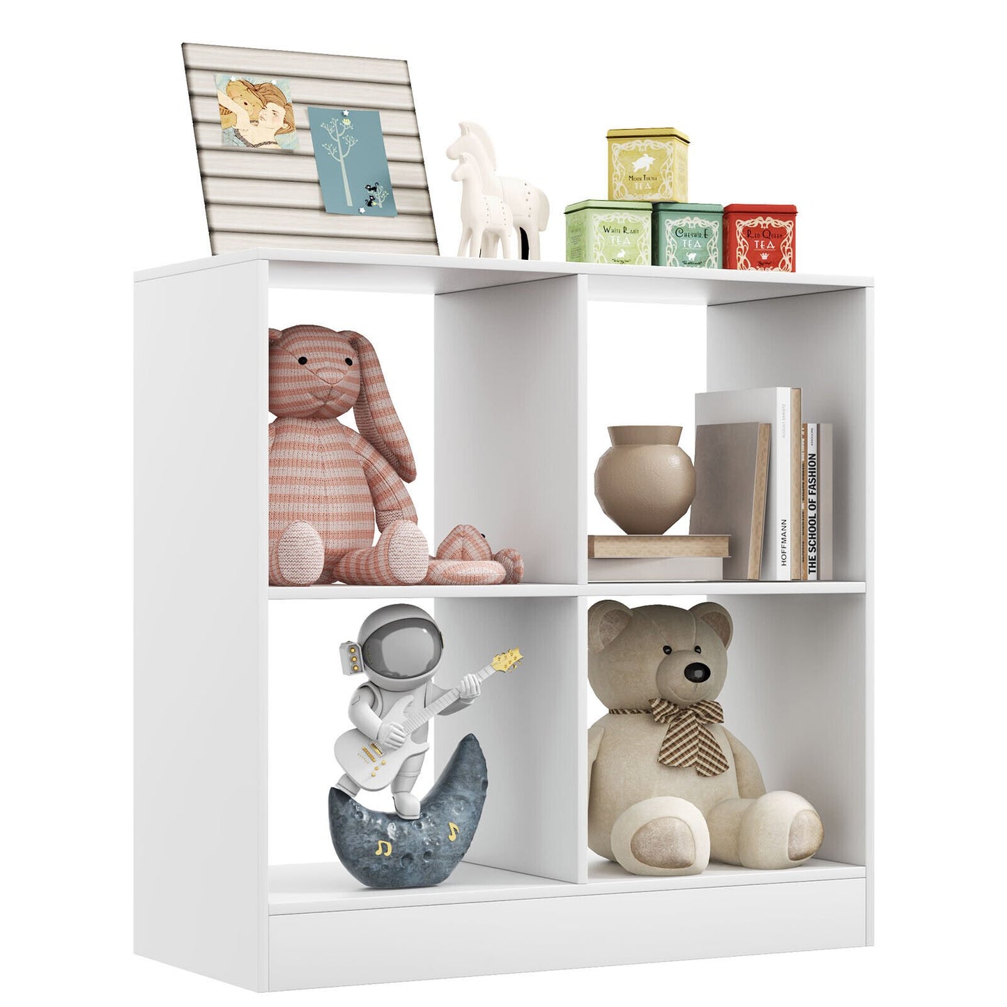 4-Cube Kids Bookcase with Open Shelves-Black