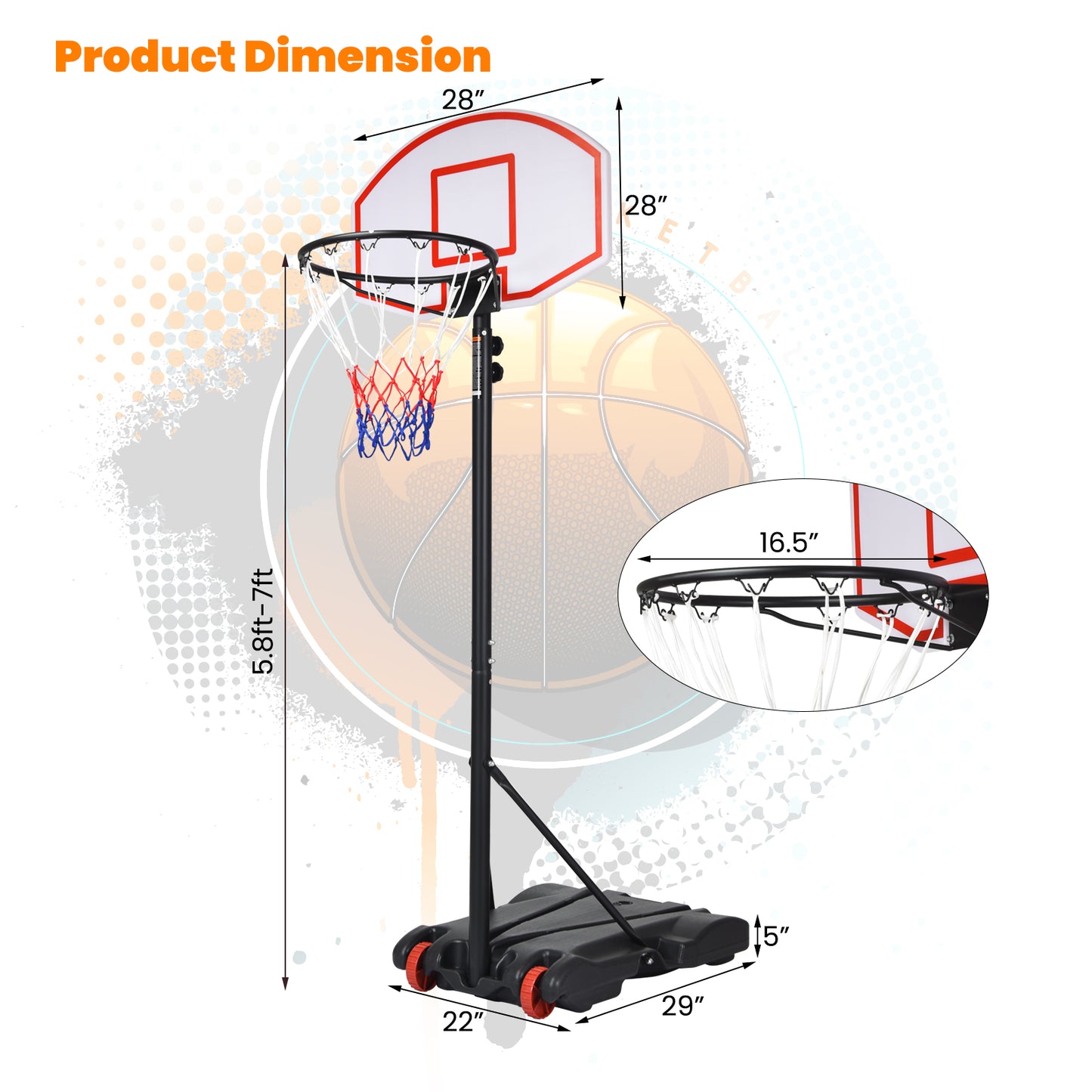 Adjustable Basketball Hoop System Stand with Wheels - Direct by Wilsons Home Store