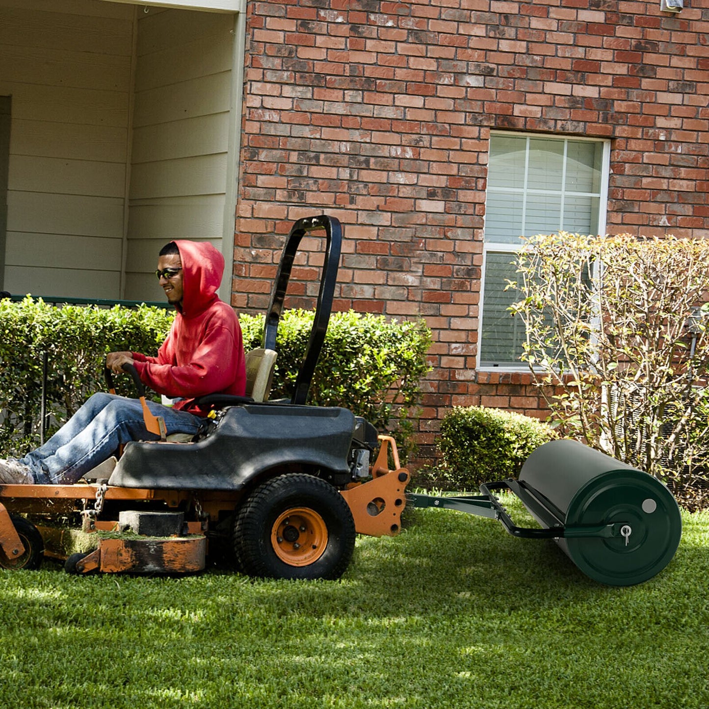 39 Inch Wide Push/Tow Lawn Roller-Black