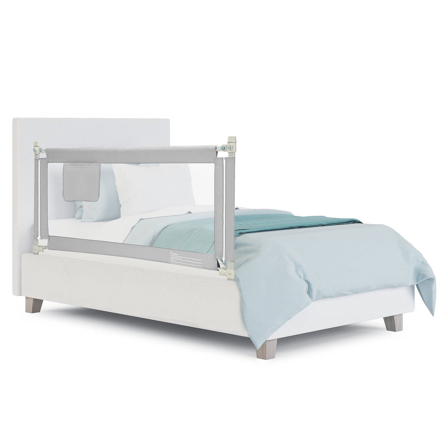 57 Inch Toddlers Vertical Lifting Baby Bed Rail Guard with Lock-Blue