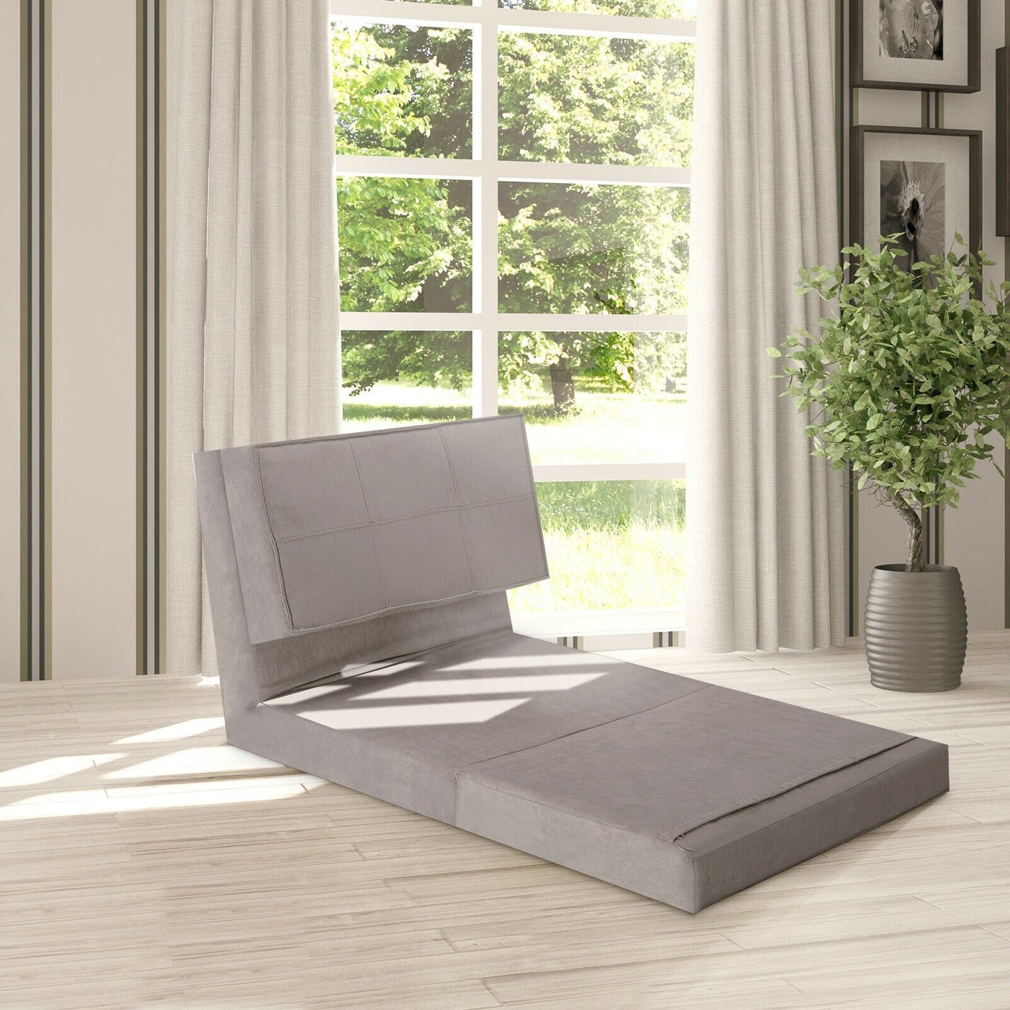 Convertible Lounger Folding Sofa Sleeper Bed-Black